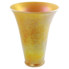 Grand vase en verre d'art soufflé à la main Lundberg Studios Gold Iridescent Doré