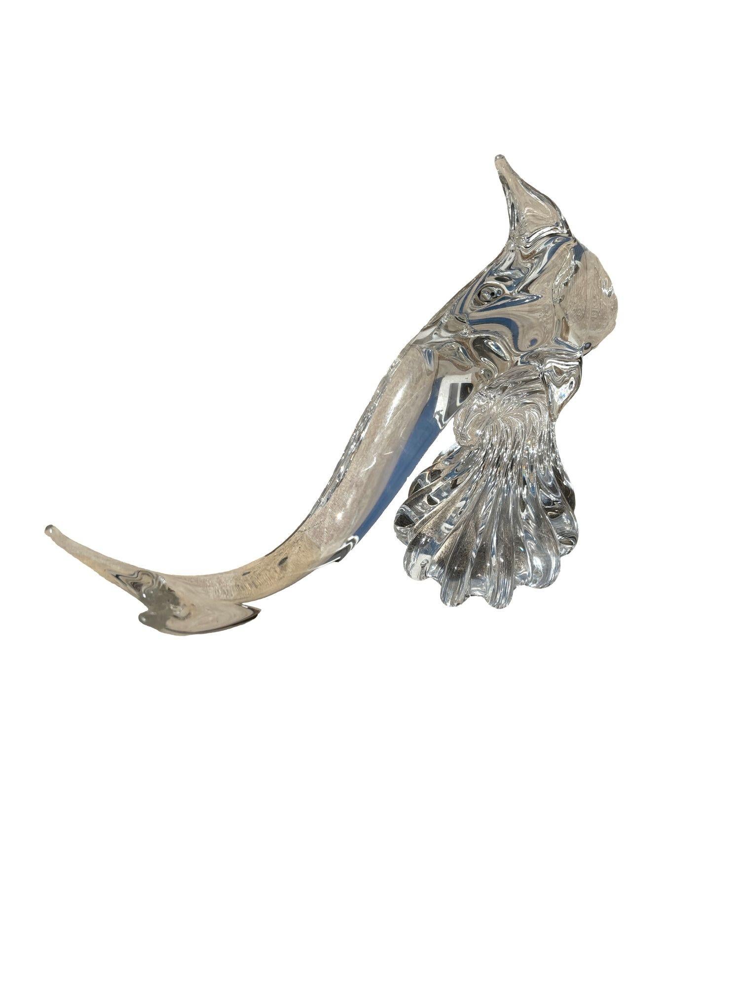 Italiano Grande scultura di delfino in cristallo di Murano soffiato a mano con piombo Archimede Seguso in vendita