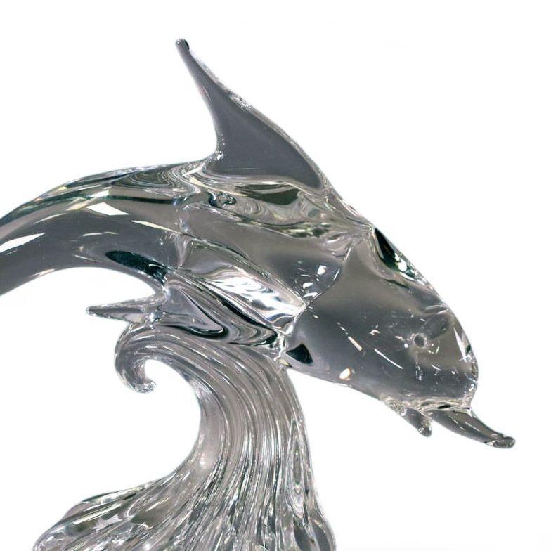 Grande scultura di delfino in cristallo di Murano soffiato a mano con piombo Archimede Seguso In condizioni ottime in vendita a Van Nuys, CA
