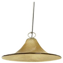 Large Hand Blown Textured Glass Pendant Light by Peill & Putzler, Germany