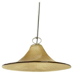 Retro Large Hand Blown Textured Glass Pendant Light by Peill & Putzler, Germany