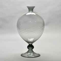 Large Hand Blown Thin Walled Murano Smoke Vase