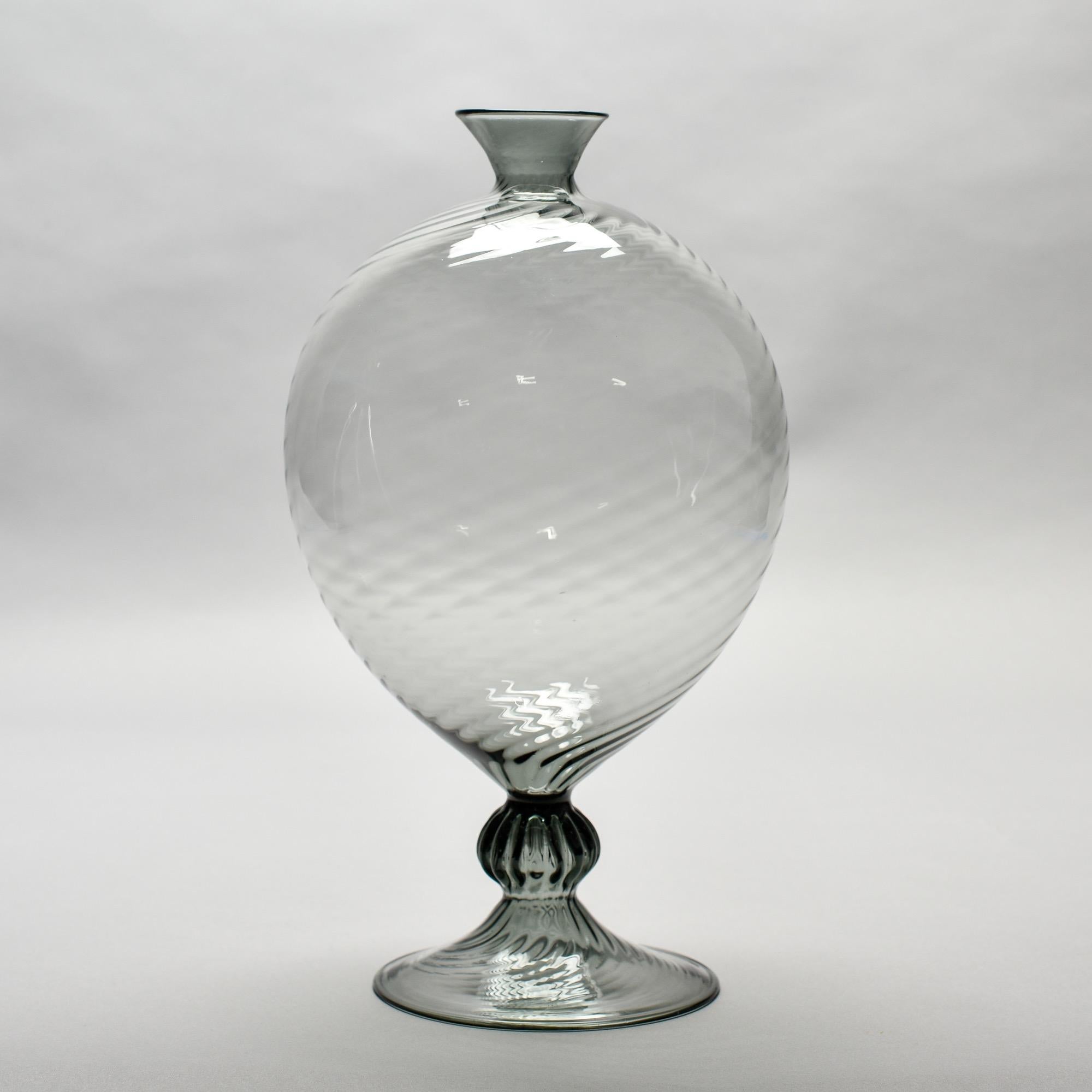 Large Hand Blown Thin Walled Murano Smoke Vase In New Condition For Sale In Troy, MI