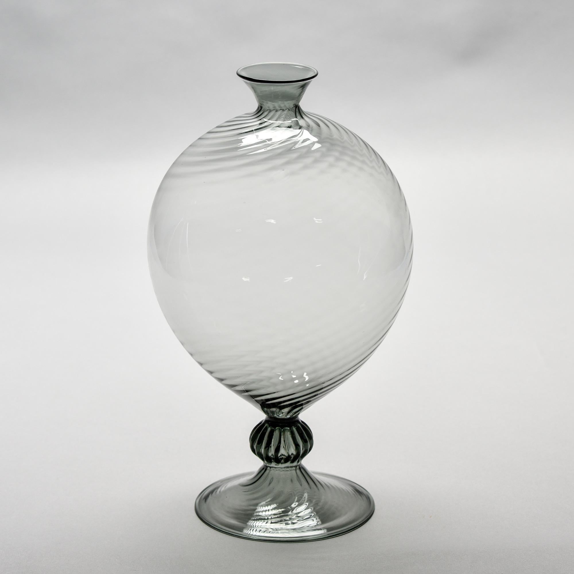 Large Hand Blown Thin Walled Murano Smoke Vase For Sale 1