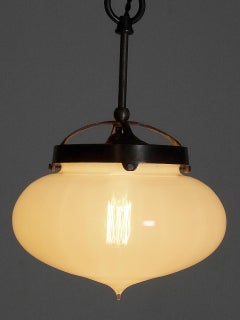 Large Hand Blown Vaseline Glass Pendents