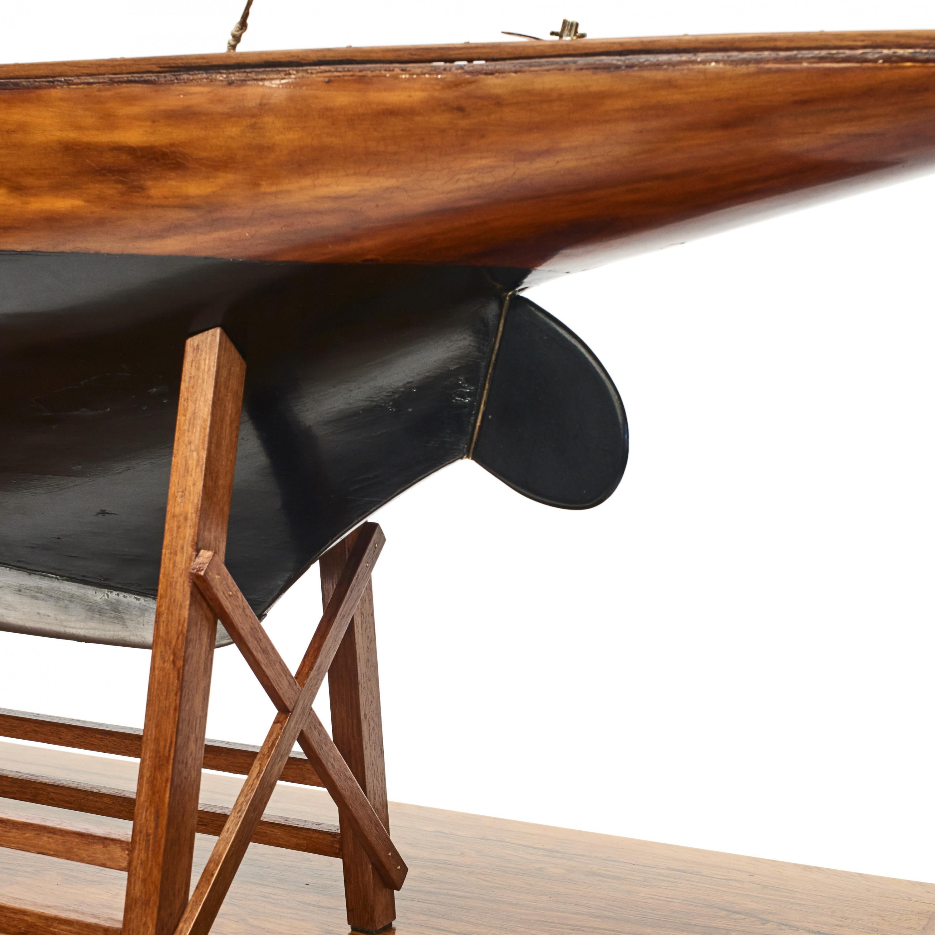 20th Century Large Hand-Built Model of Wooden Pond Yacht
