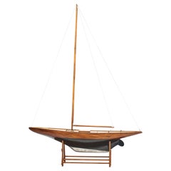 Antique Large Hand-Built Model of Wooden Pond Yacht