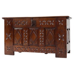 Large hand-carved 16th Century Bridal Chest in oak, France