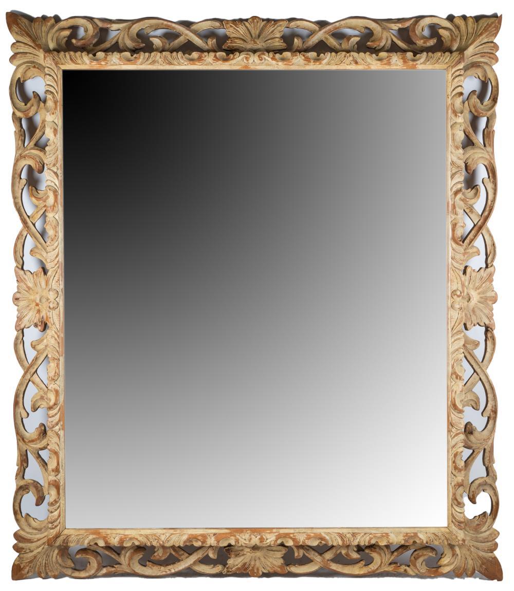 Age: 1950 - Present

Furniture Style: Louis XV (1730 - 1770)

Overall Dimensions: 60” x 70”

Late 20th C Oversized Carved Acanthus Leaf Frame With Mirror. Painted Wood Finish.