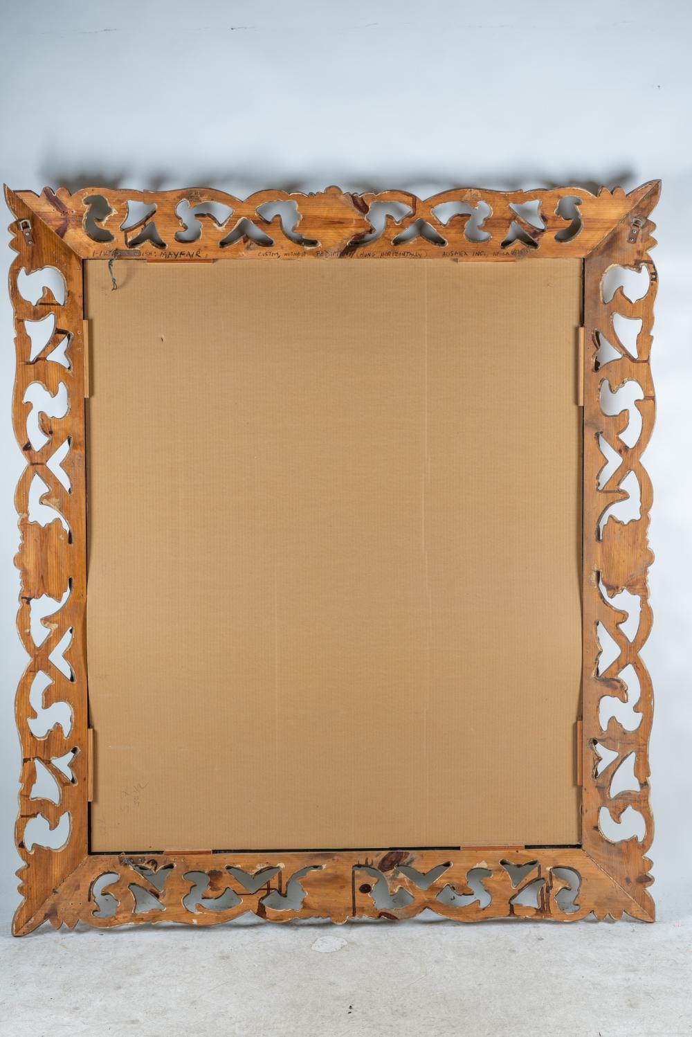 Large Hand Carved Acanthus Leaf Mirror & Lime Painted Frame Late 20th Century For Sale 2
