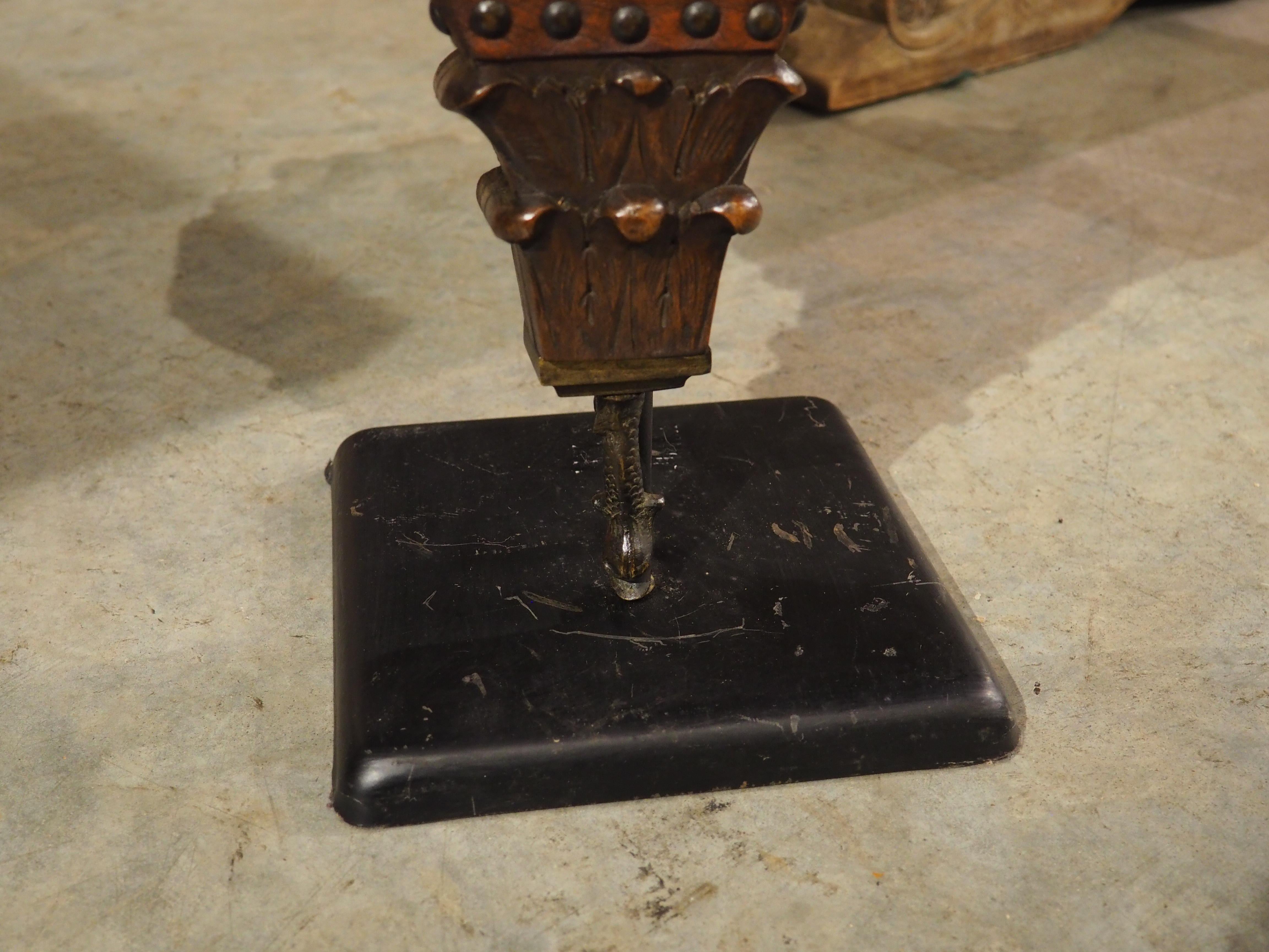 Large Hand Carved and Mounted Walnut Bellows from Florence, Italy, Circa 1850 For Sale 4