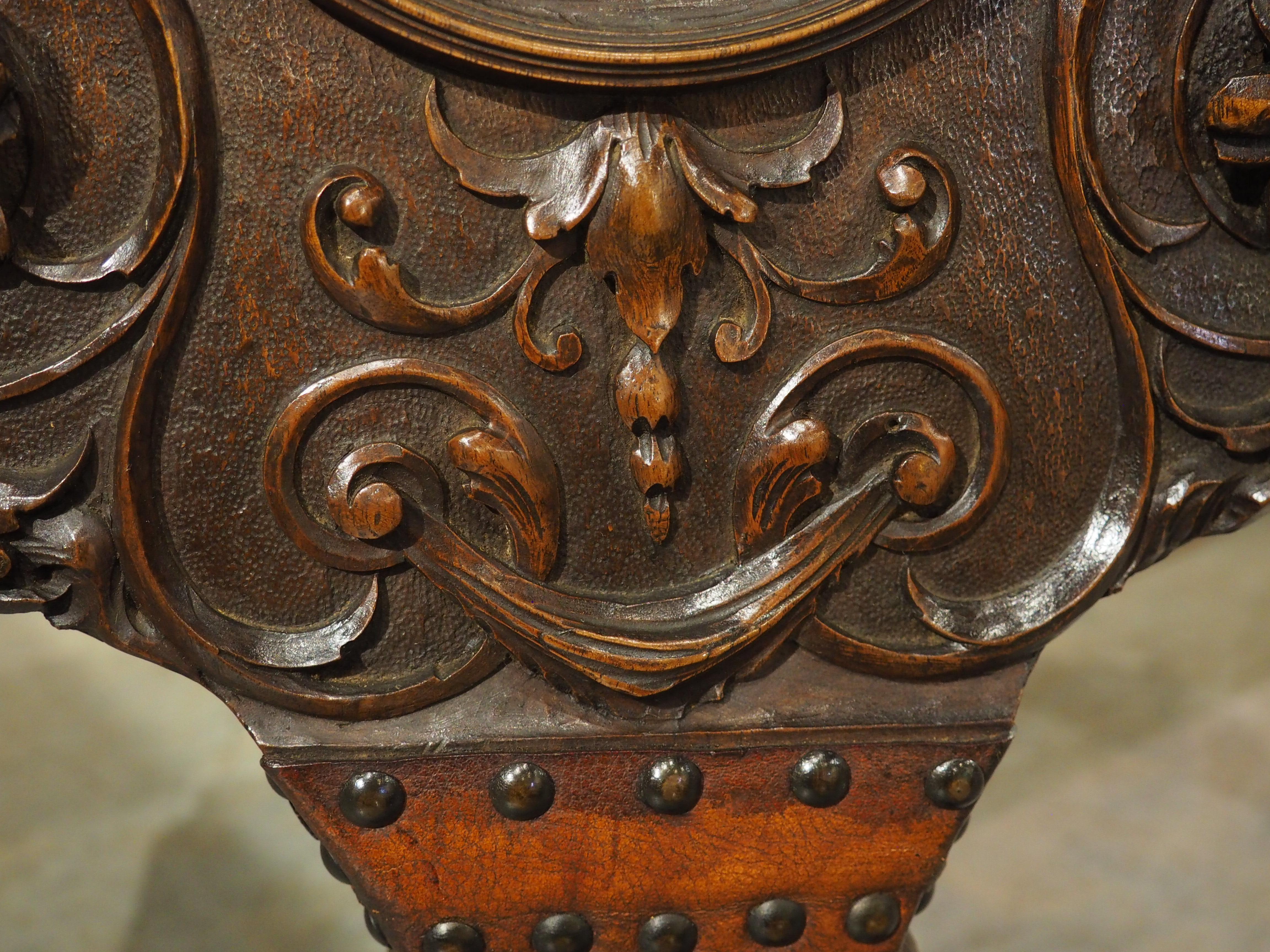 Large Hand Carved and Mounted Walnut Bellows from Florence, Italy, Circa 1850 For Sale 5