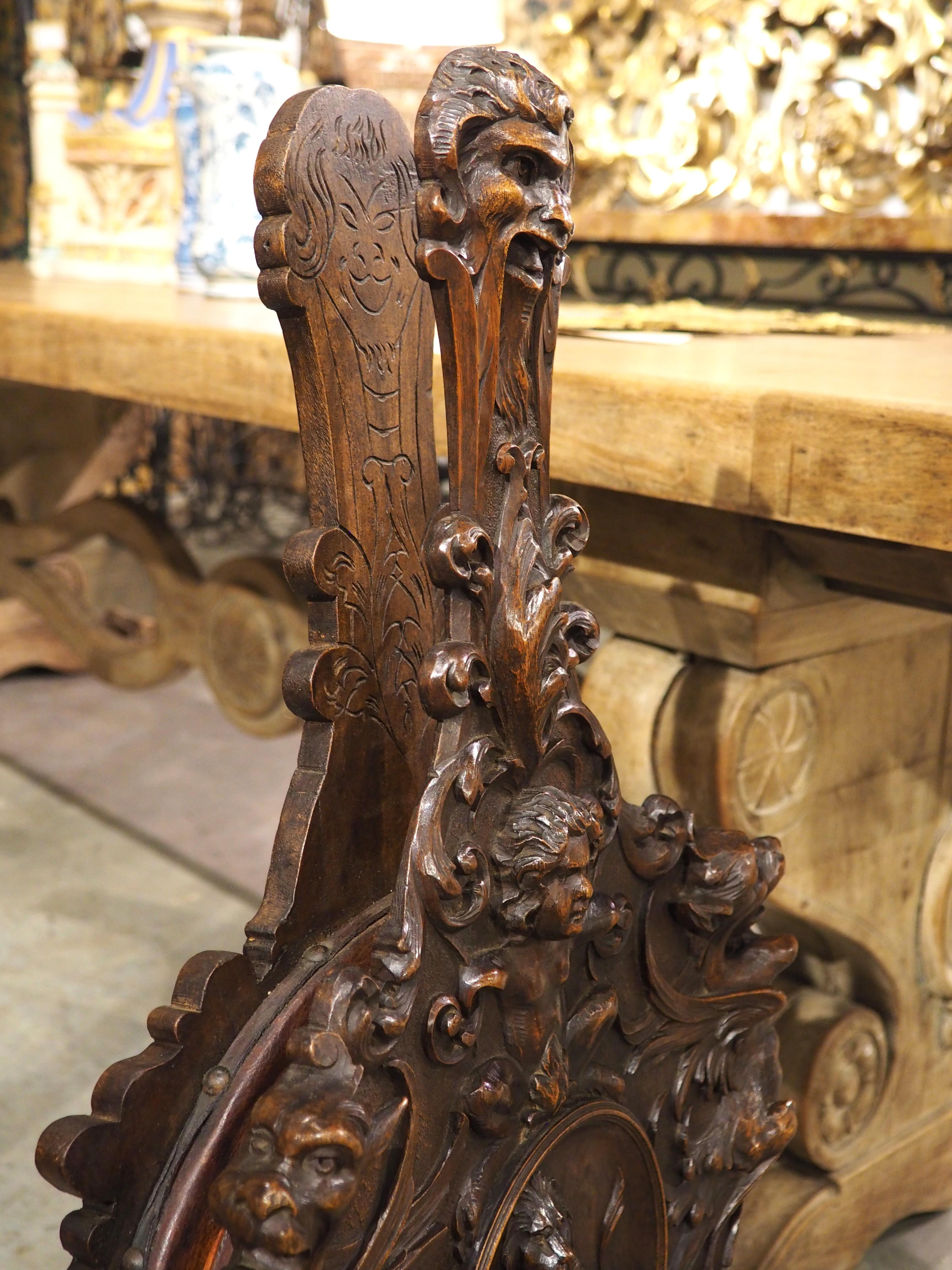 Large Hand Carved and Mounted Walnut Bellows from Florence, Italy, Circa 1850 For Sale 6