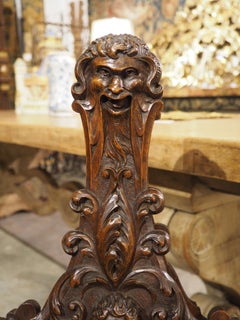 Large Hand Carved and Mounted Walnut Bellows from Florence, Italy, Circa 1850