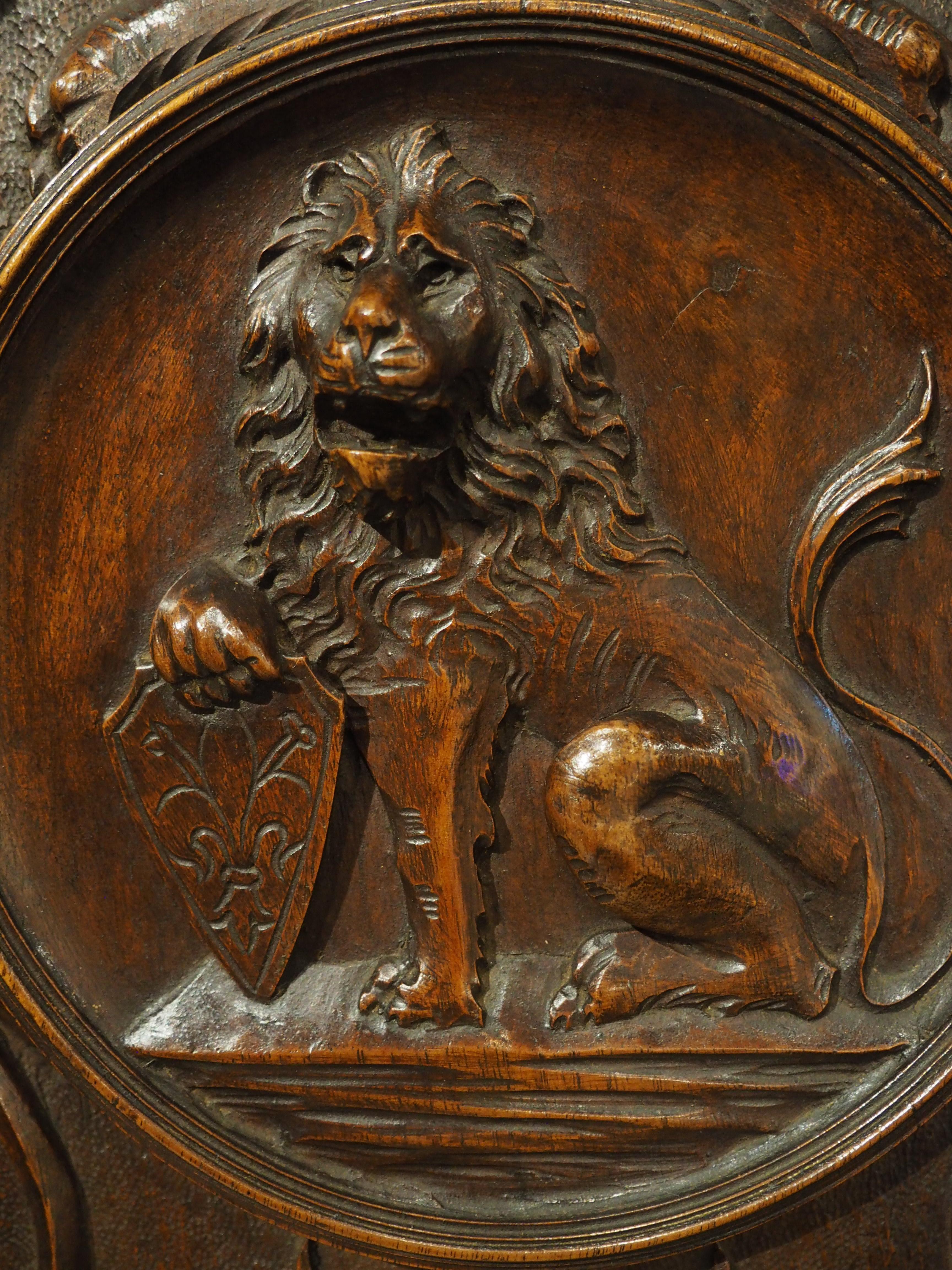 Metal Large Hand Carved and Mounted Walnut Bellows from Florence, Italy, Circa 1850 For Sale