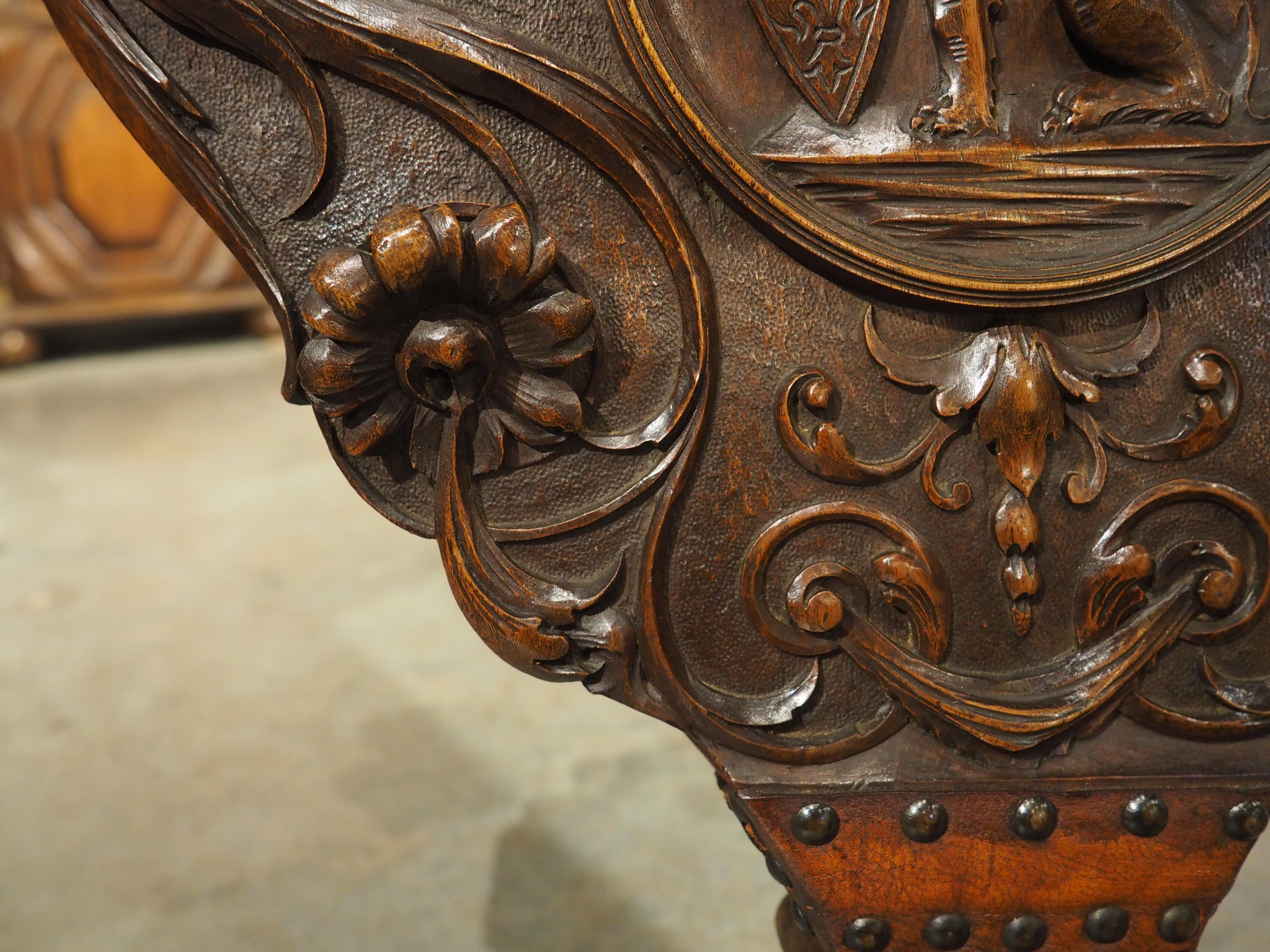 Large Hand Carved and Mounted Walnut Bellows from Florence, Italy, Circa 1850 For Sale 2