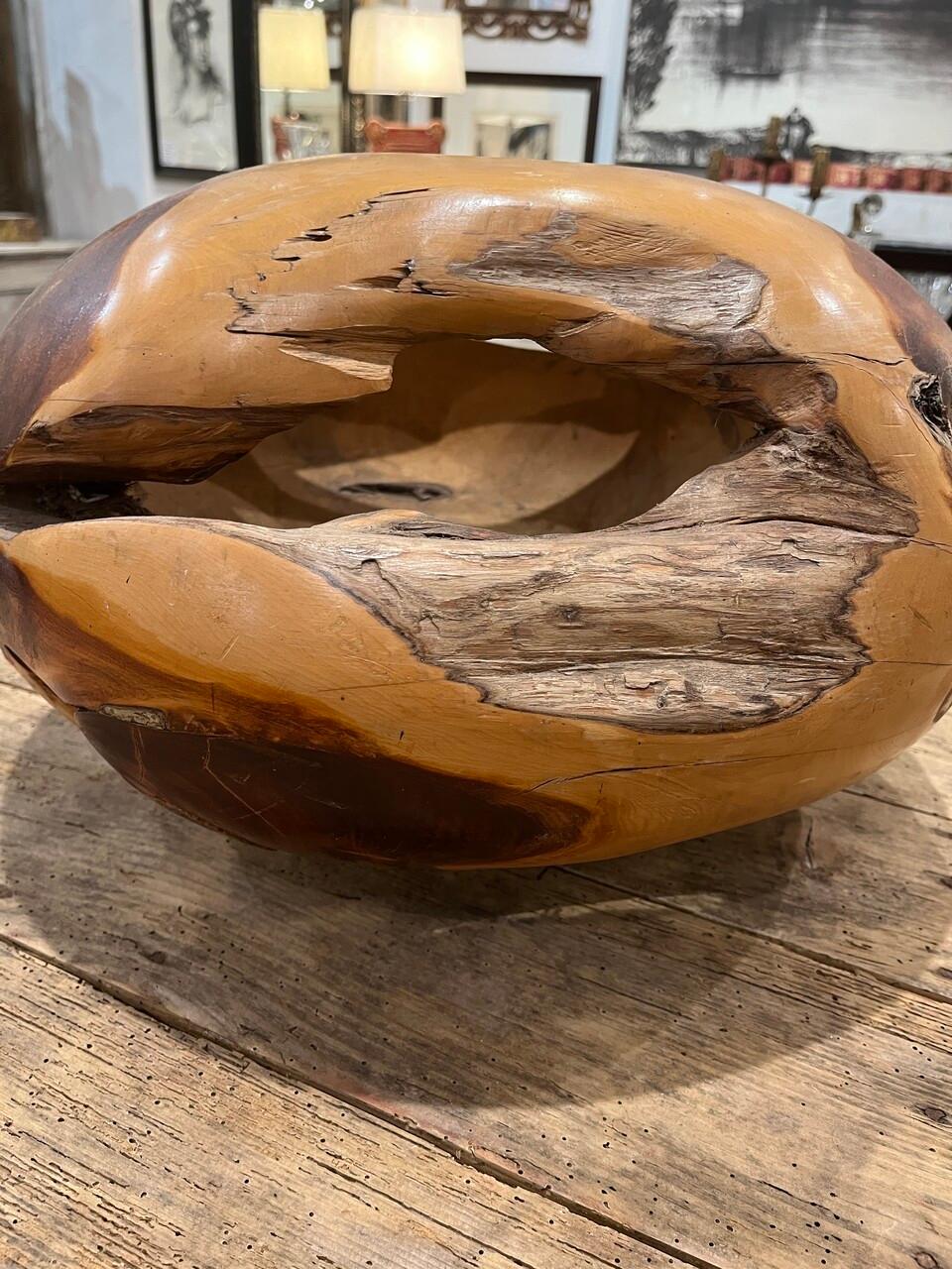 Large Hand Carved and Polished Burl Root Sphere Sculpture For Sale 2