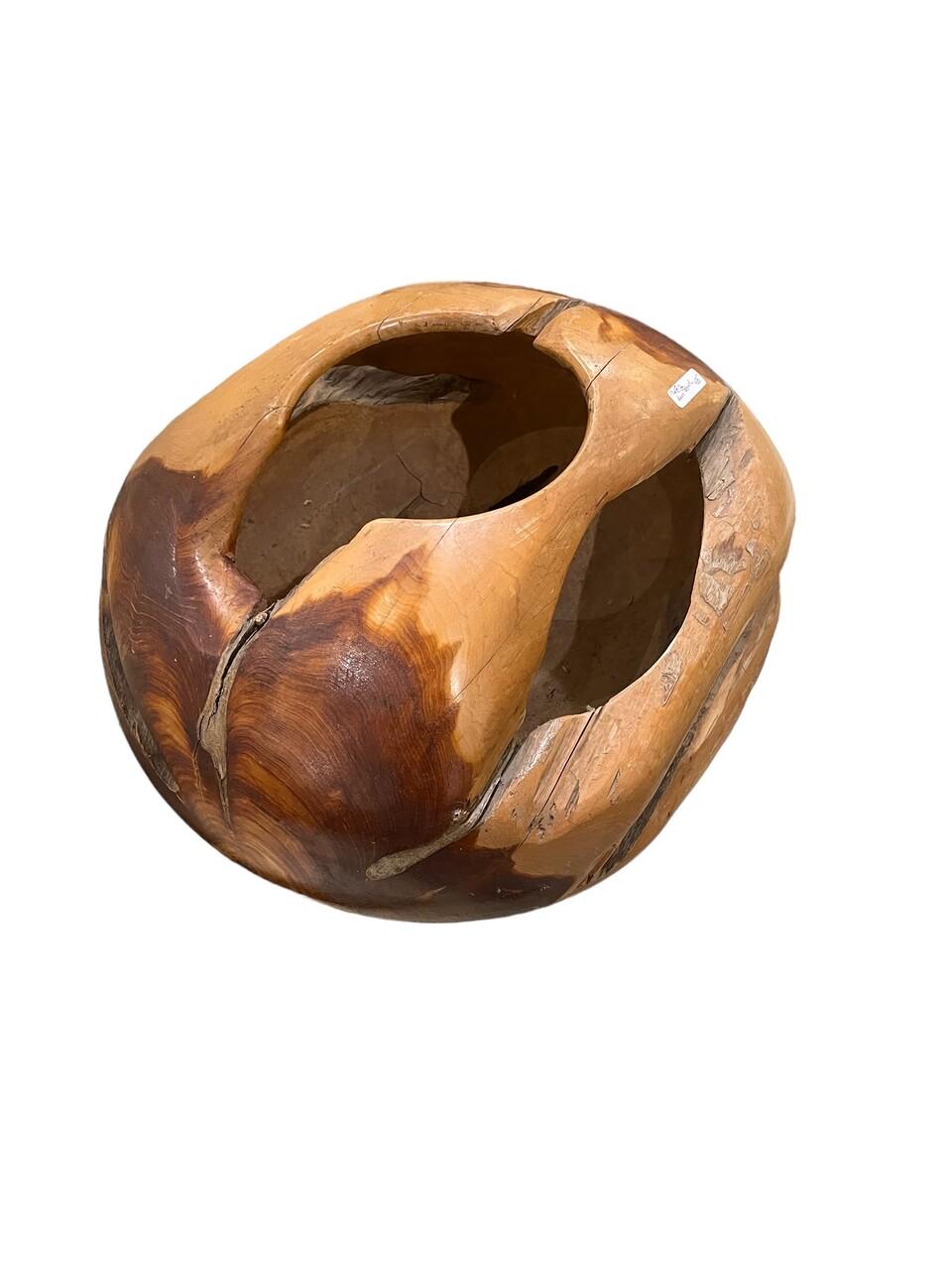 Unknown Large Hand Carved and Polished Burl Root Sphere Sculpture For Sale