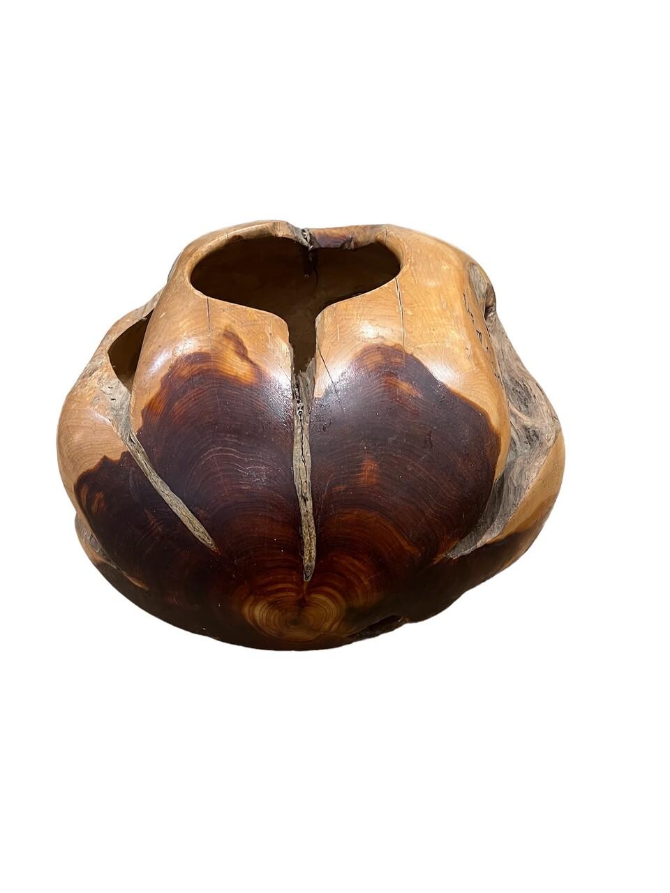 Hand-Carved Large Hand Carved and Polished Burl Root Sphere Sculpture For Sale