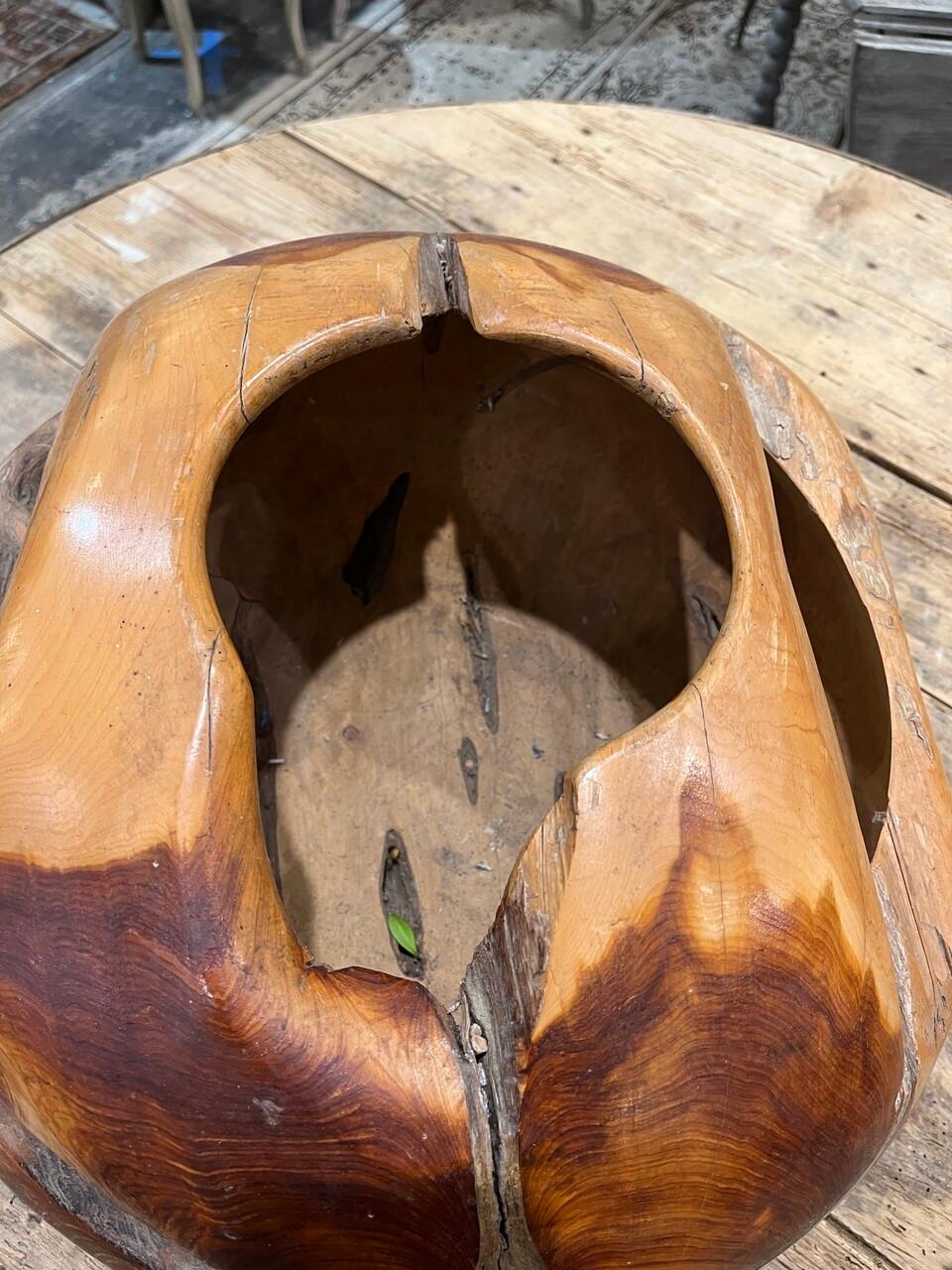 Teak Large Hand Carved and Polished Burl Root Sphere Sculpture For Sale