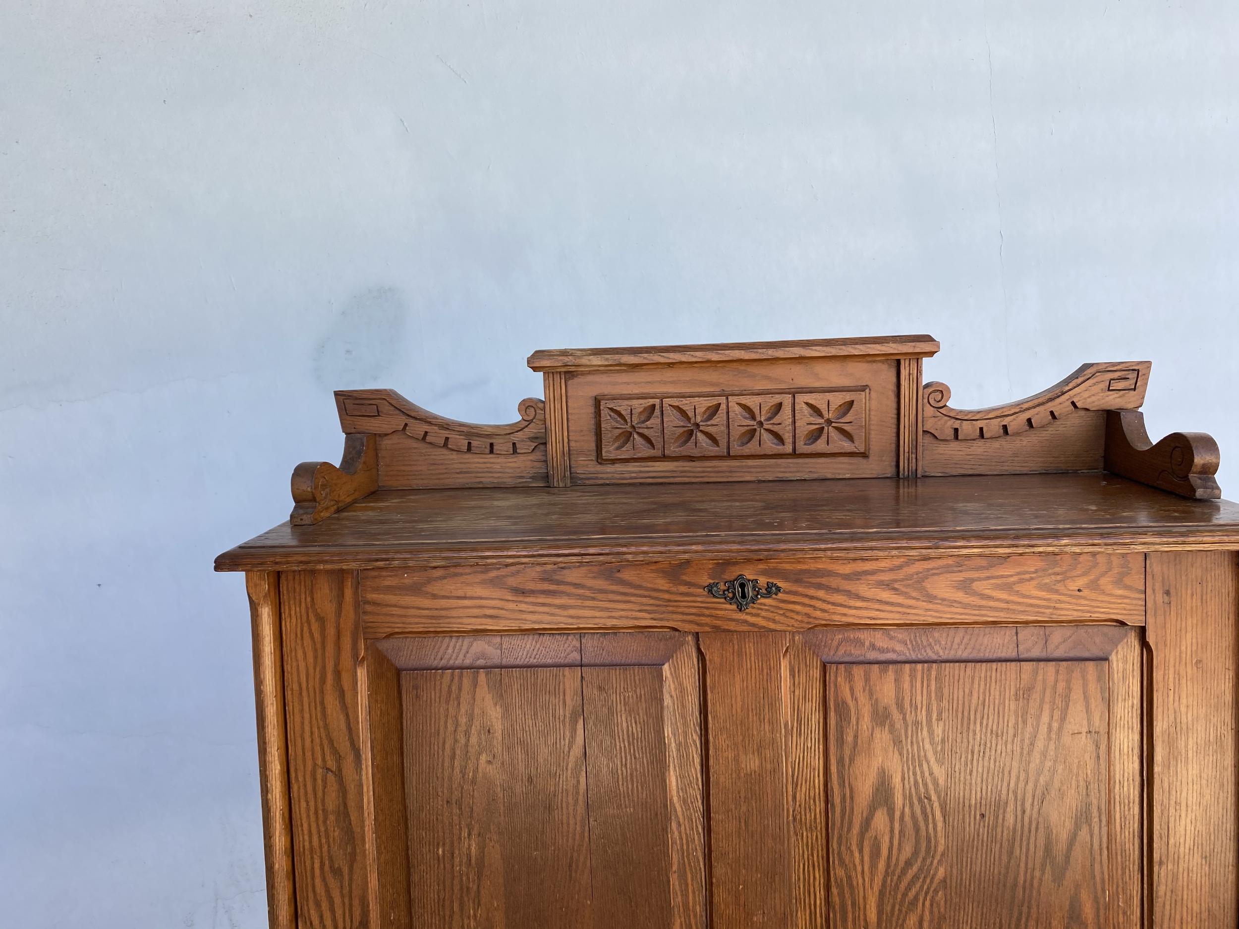 Large Hand Carved Antique Edwardian Secretary Desk 1