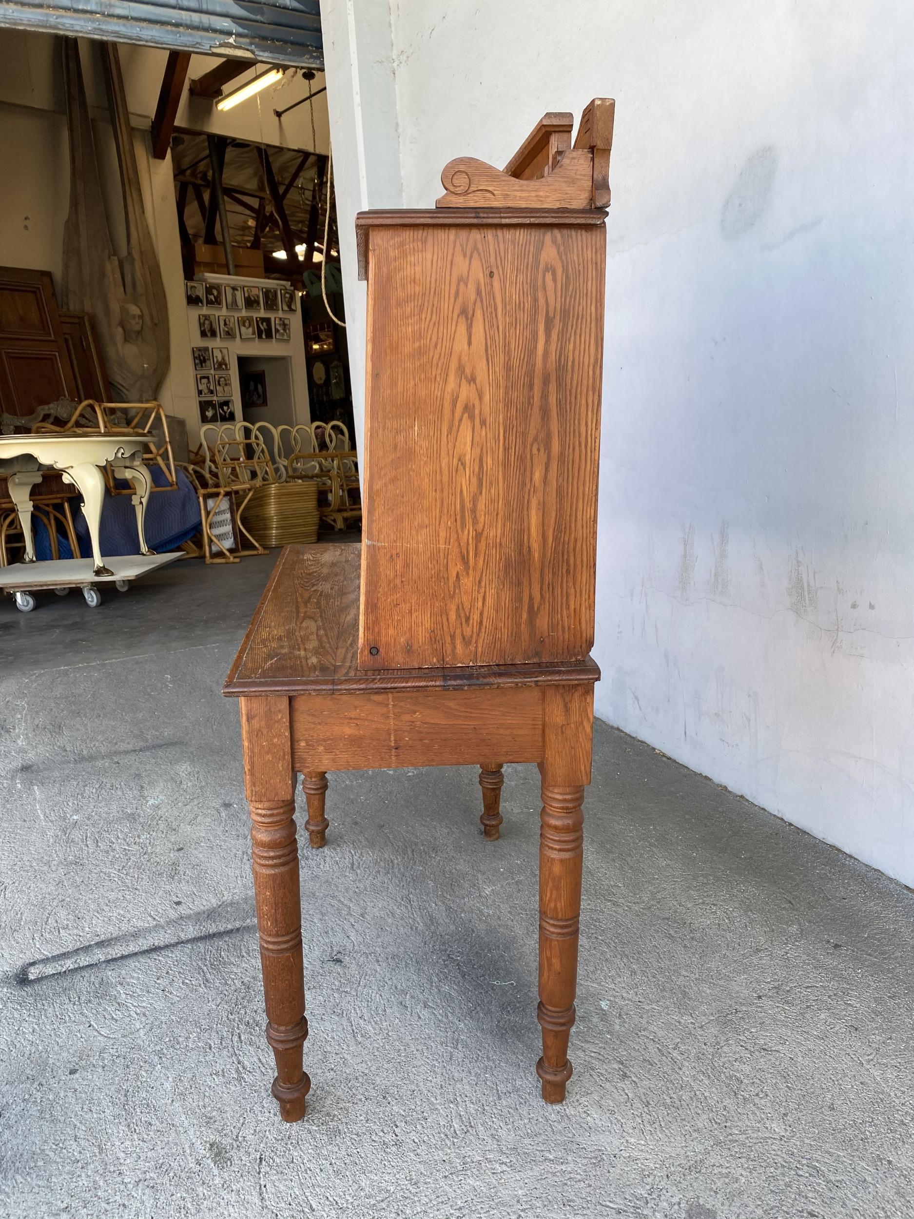 Large Hand Carved Antique Edwardian Secretary Desk 5