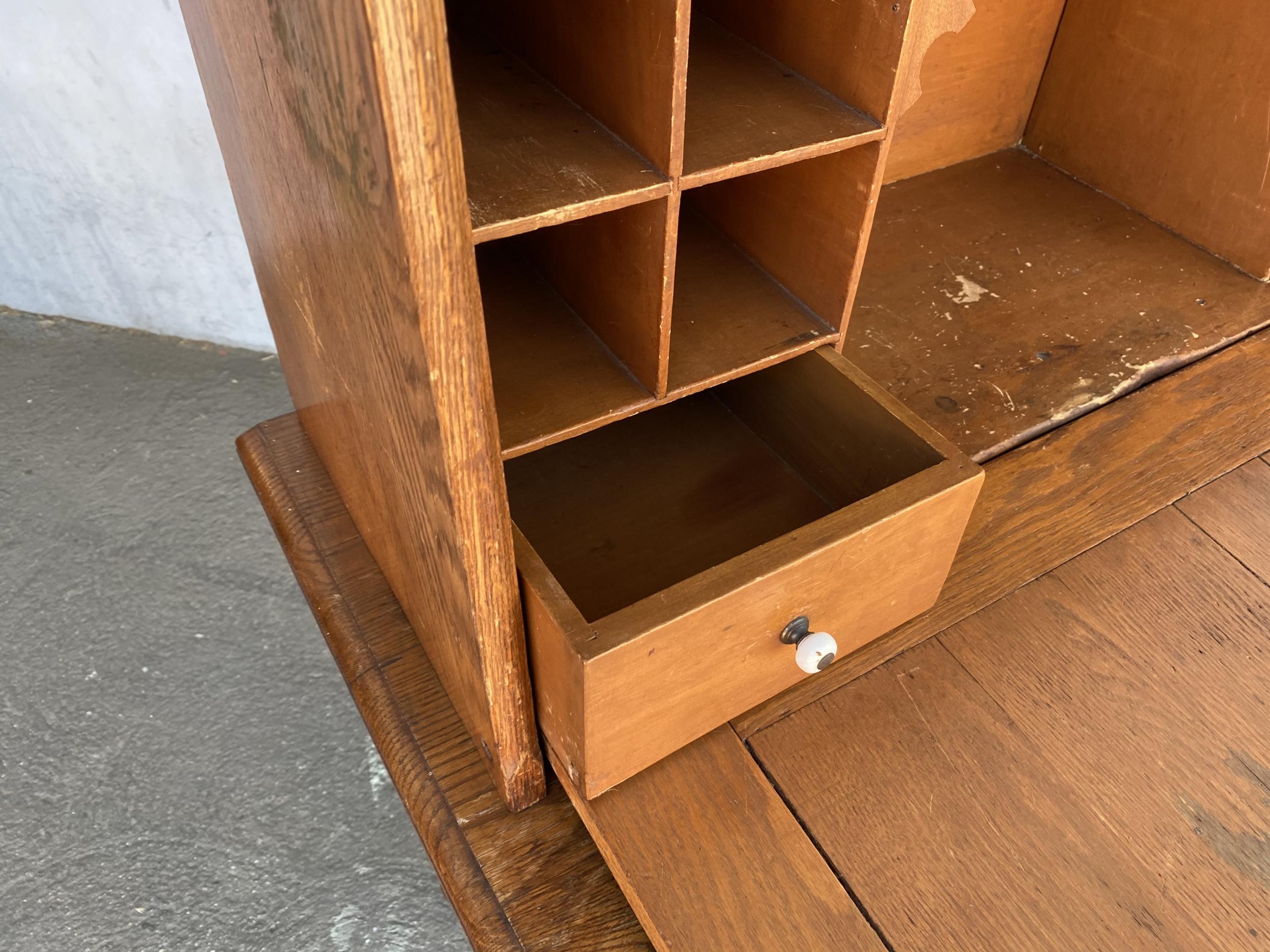 American Large Hand Carved Antique Edwardian Secretary Desk