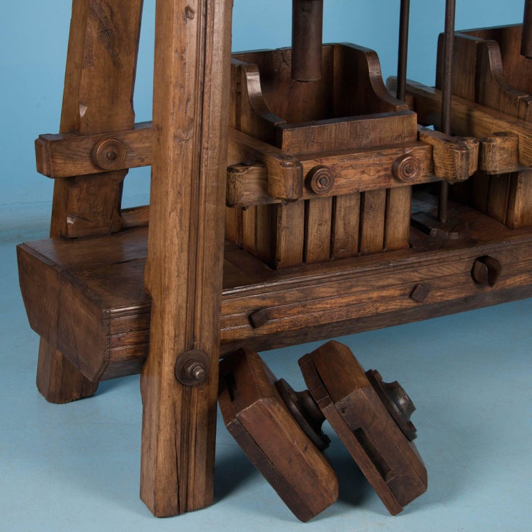 Large HandCarved Antique European Oak Wine Press at 1stDibs wine press for sale, antique wine