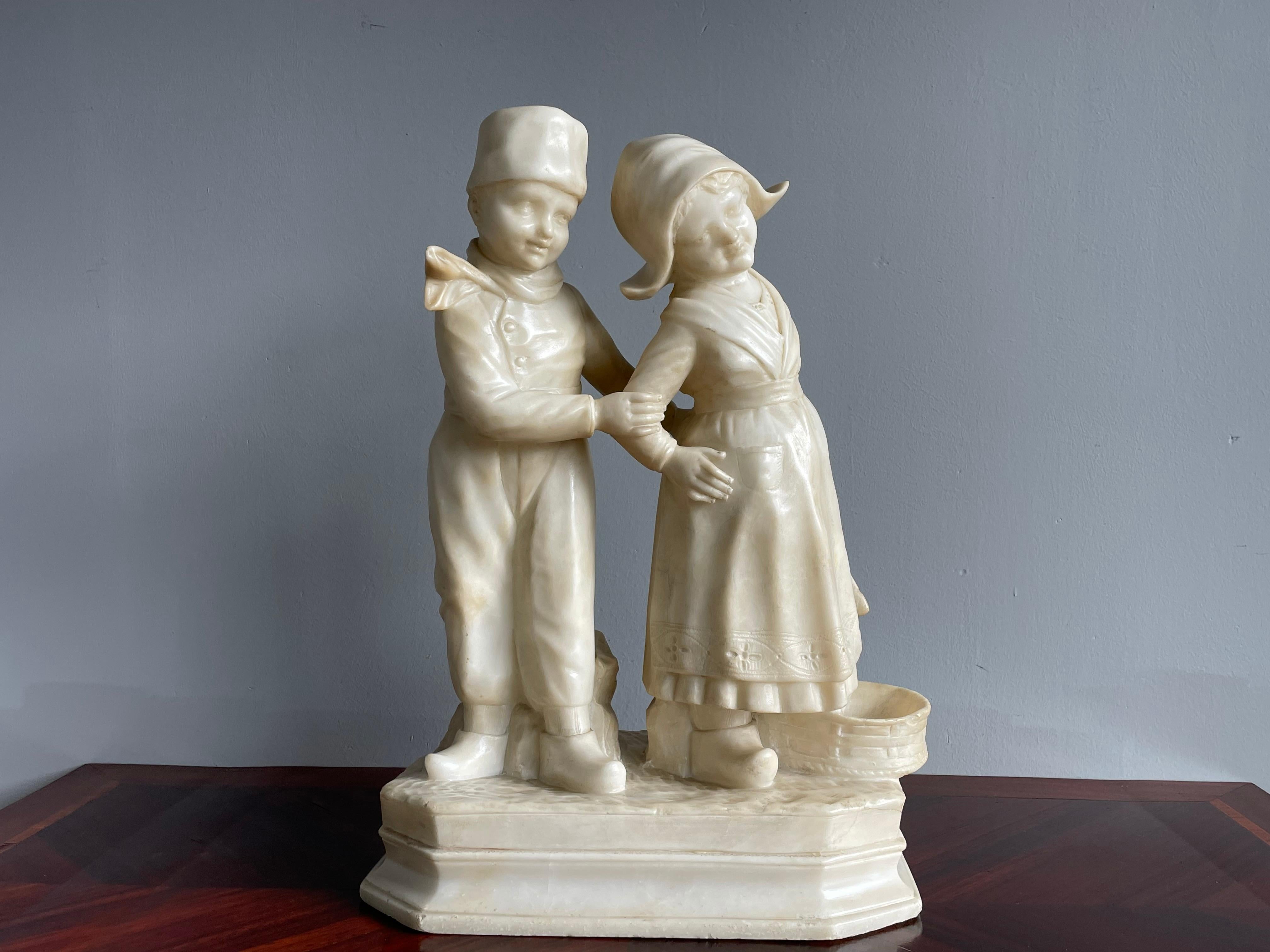 Handcarved, endearing and remarkable work of art, weighing 33 pounds.

If you are a collector of rare and good quality antiques then this unique and wonderful alabaster sculpture could be perfect for your collection. Even if you don't necessary