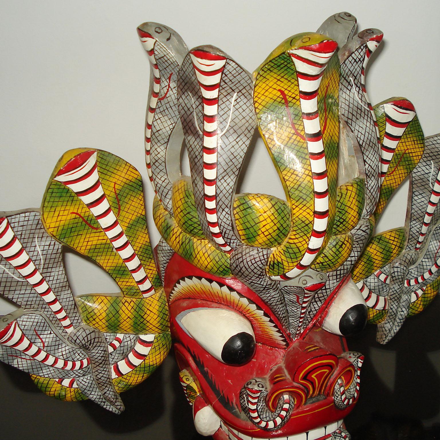Wood Large Hand-Carved Balinese Barong Dance Mask For Sale