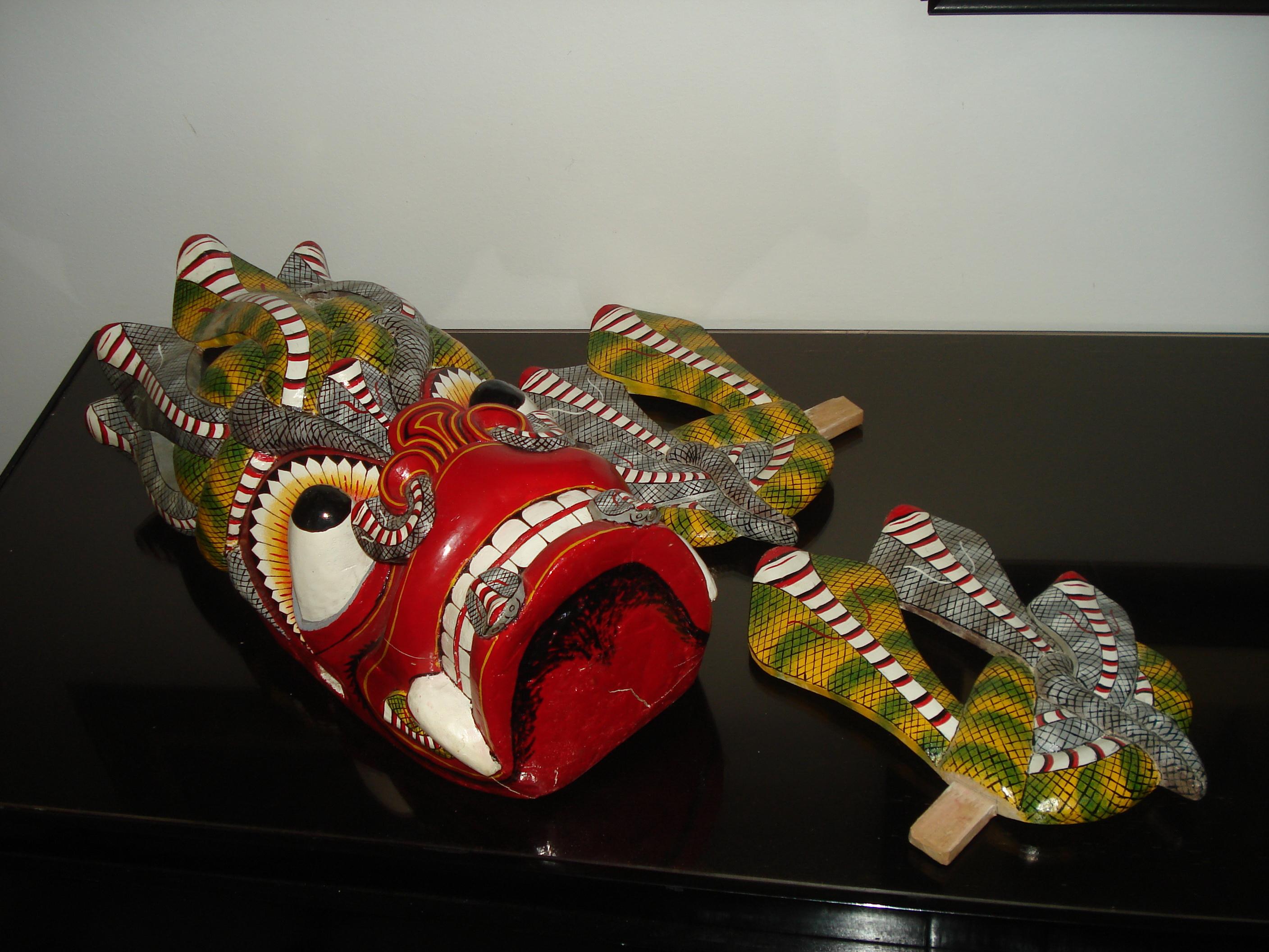 Large Hand-Carved Balinese Barong Dance Mask For Sale 1