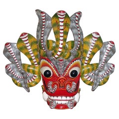 Gran Máscara de Danza Barong Balinesa Tallada a Mano