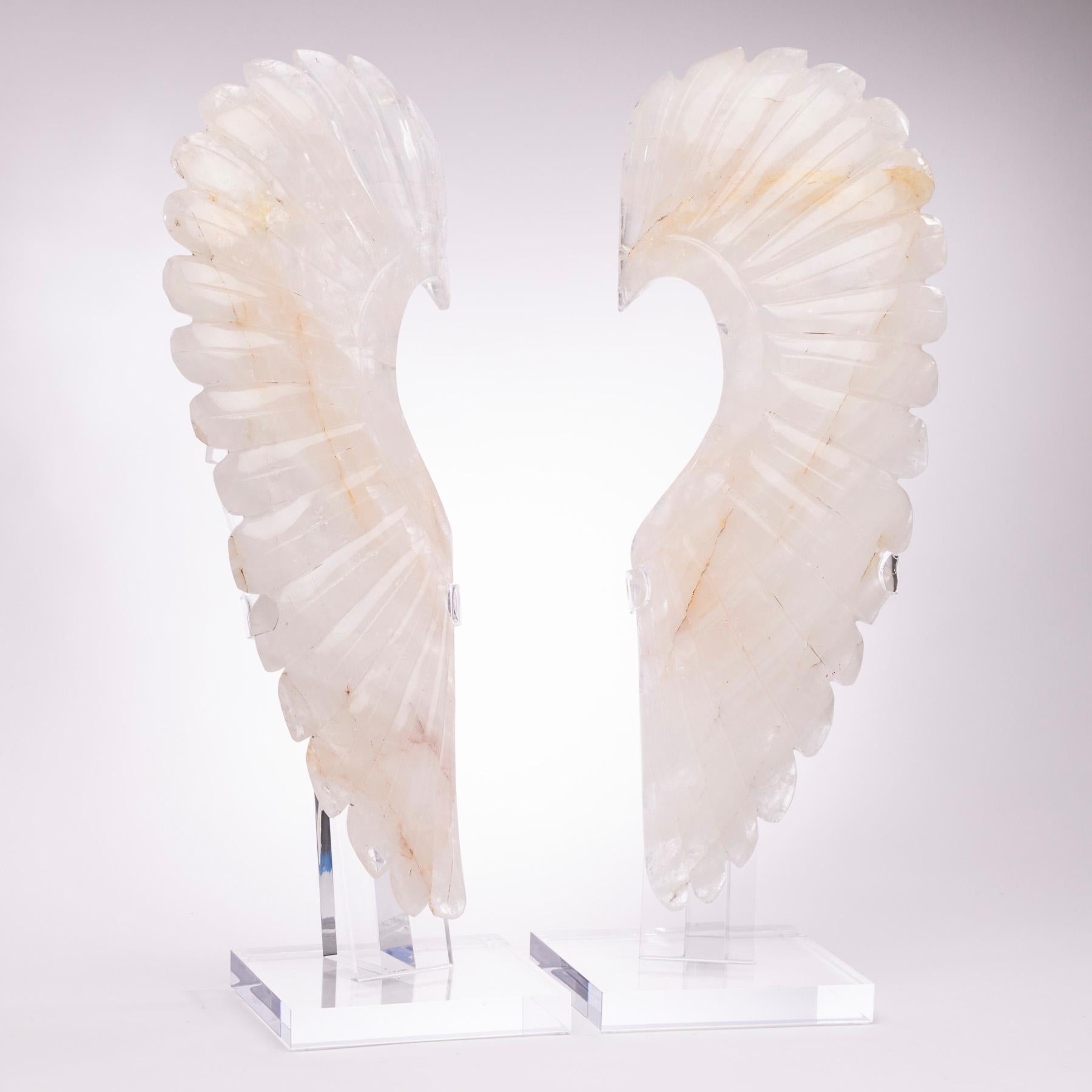 Large hand carved Brazilian wings white quartz sculpture
Sizes:
Wing 1) 8.5