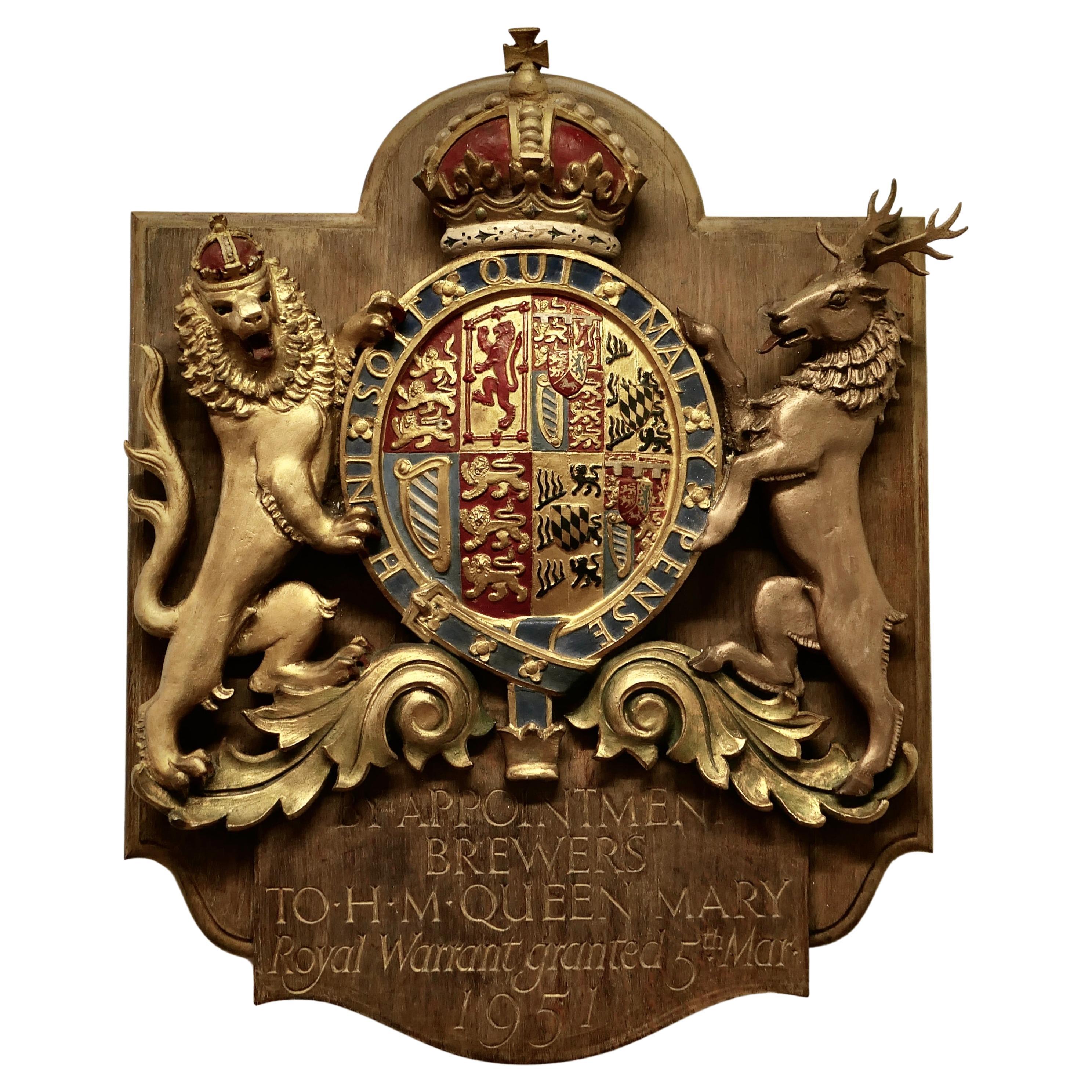 Große handgeschnitzte britische königliche Wappen-Wandtafel mit Wappen