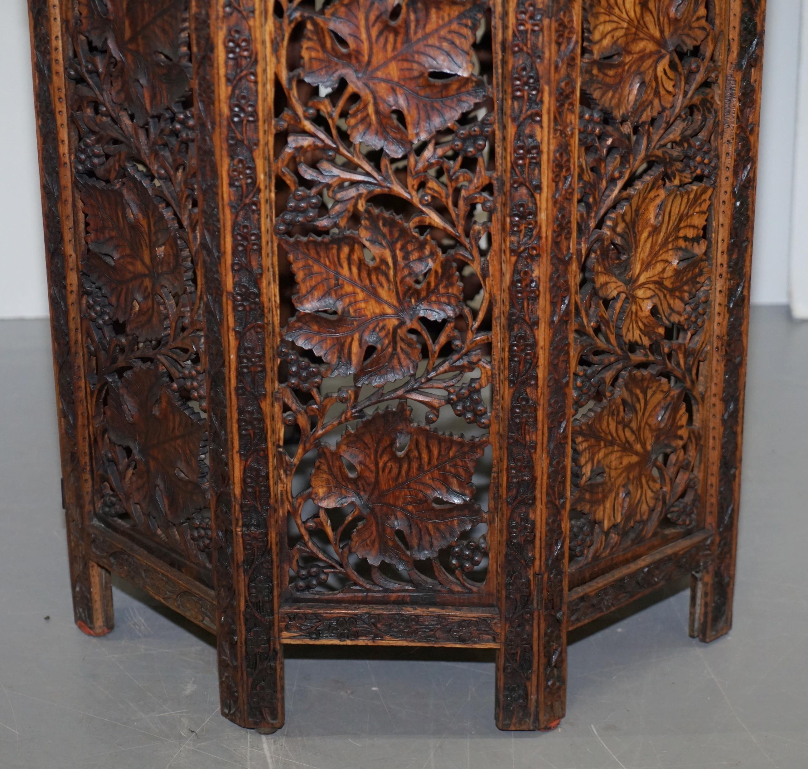 Large Hand Carved Burmese Hardwood Antique Octagonal Side End Lamp Wine Table 4