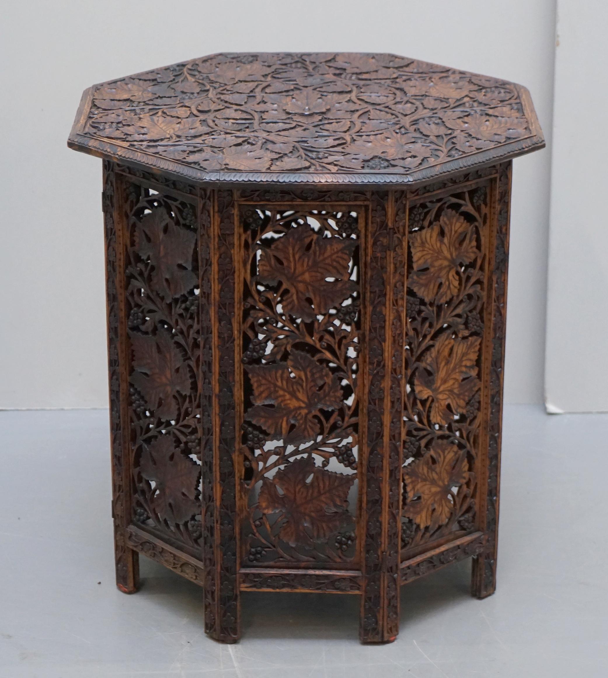 We are delighted to offer for sale this lovely hand carved from solid hardwood Burmese side table of large proportions

A very good looking and decorative table, this would be used as a lamp wine or side table but it’s a lot larger than