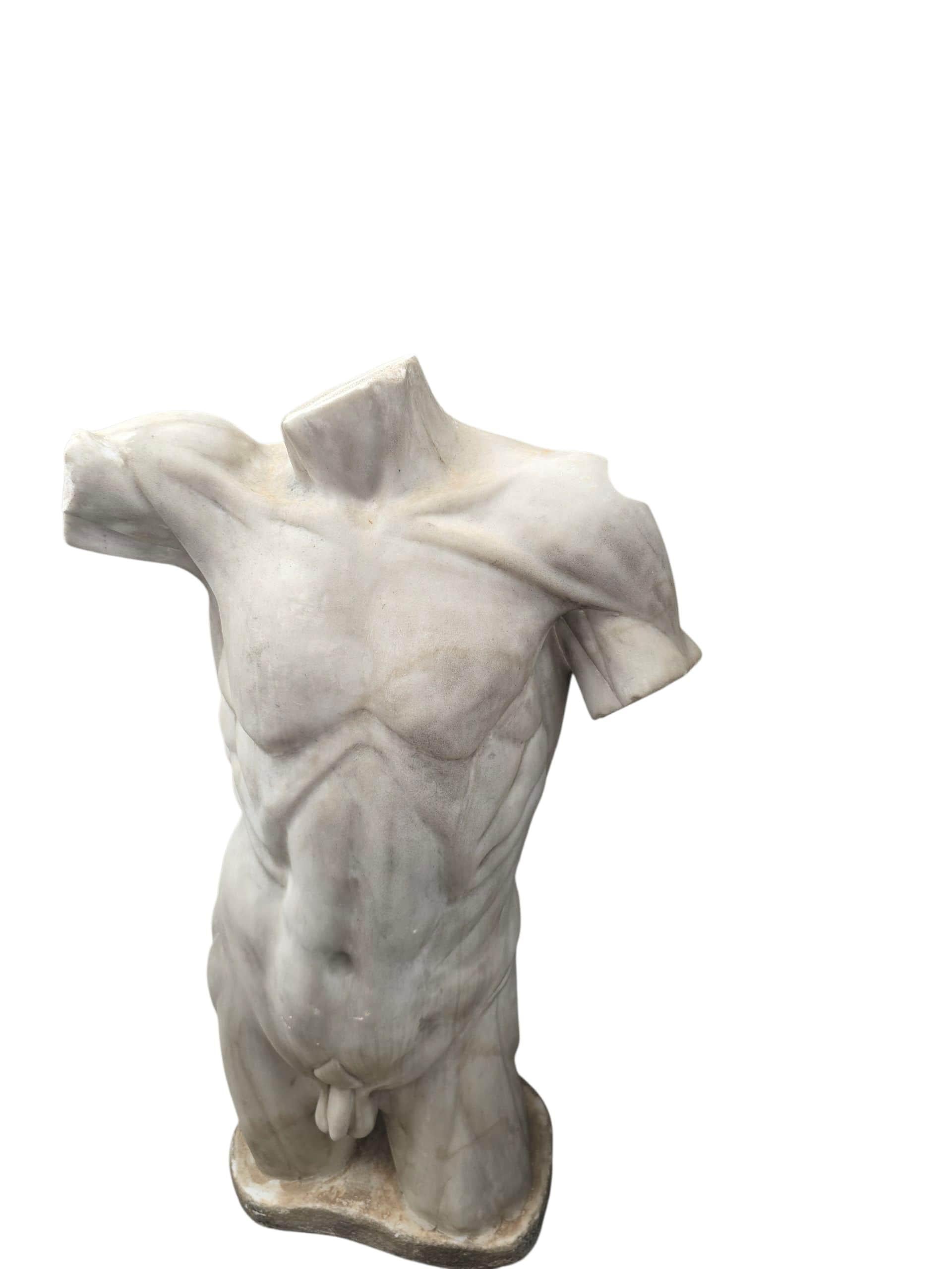 Große handgeschnitzte anatomische Büste aus Carrara-Marmor, Italien im Angebot 2
