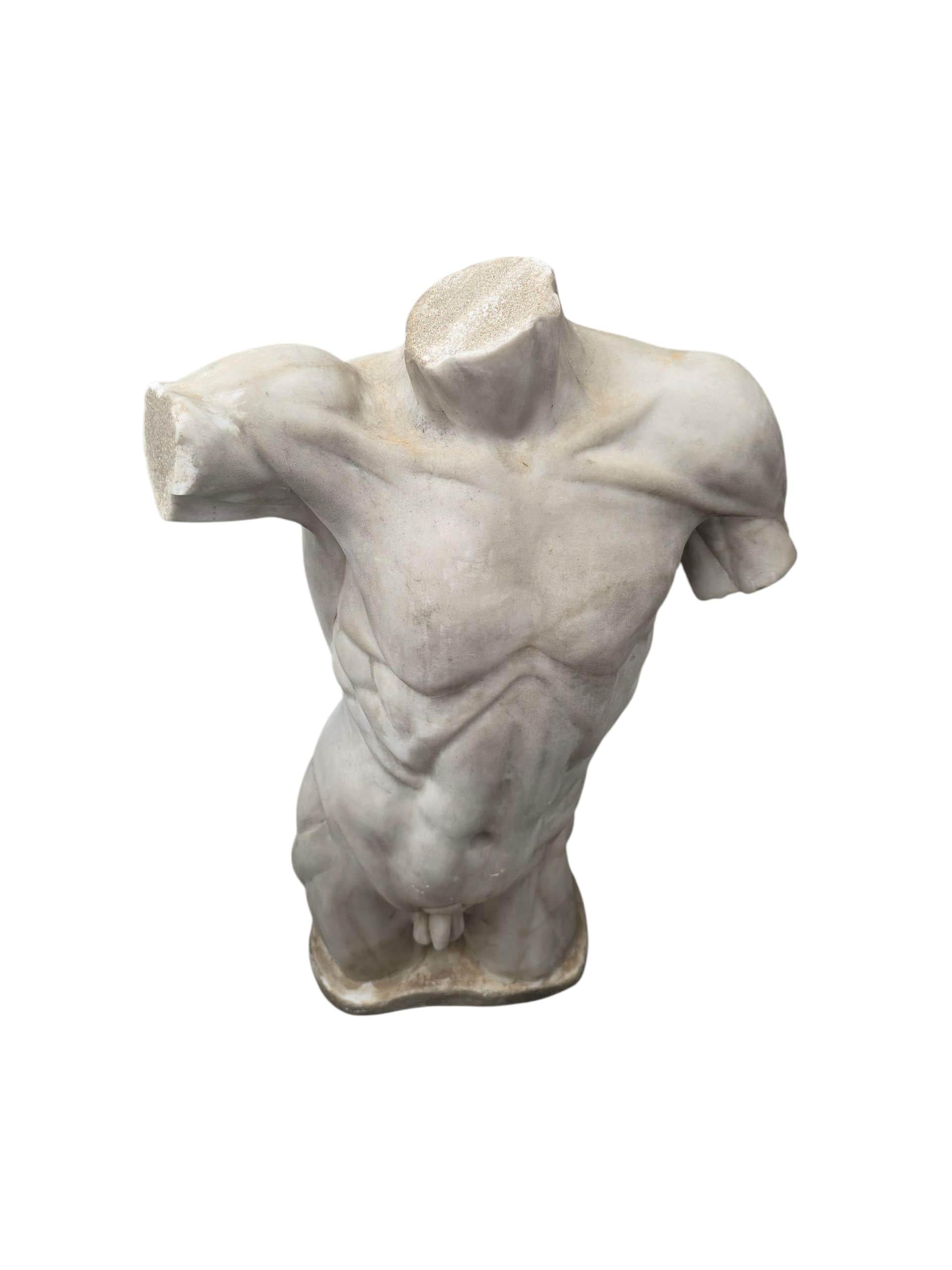 Große handgeschnitzte anatomische Büste aus Carrara-Marmor, Italien im Angebot 4