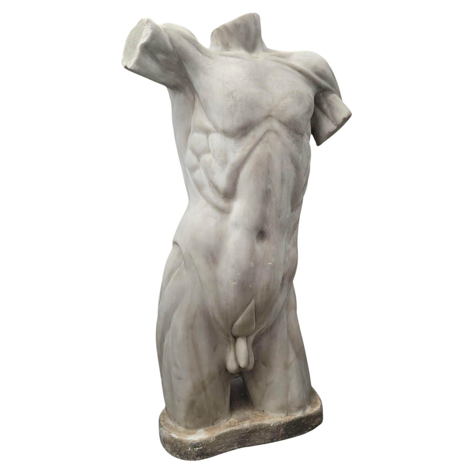 Gran busto anatómico de mármol de Carrara tallado a mano, Italia