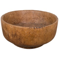 Large Hand Carved Coconut Wood Bowl, circa 1940-1960