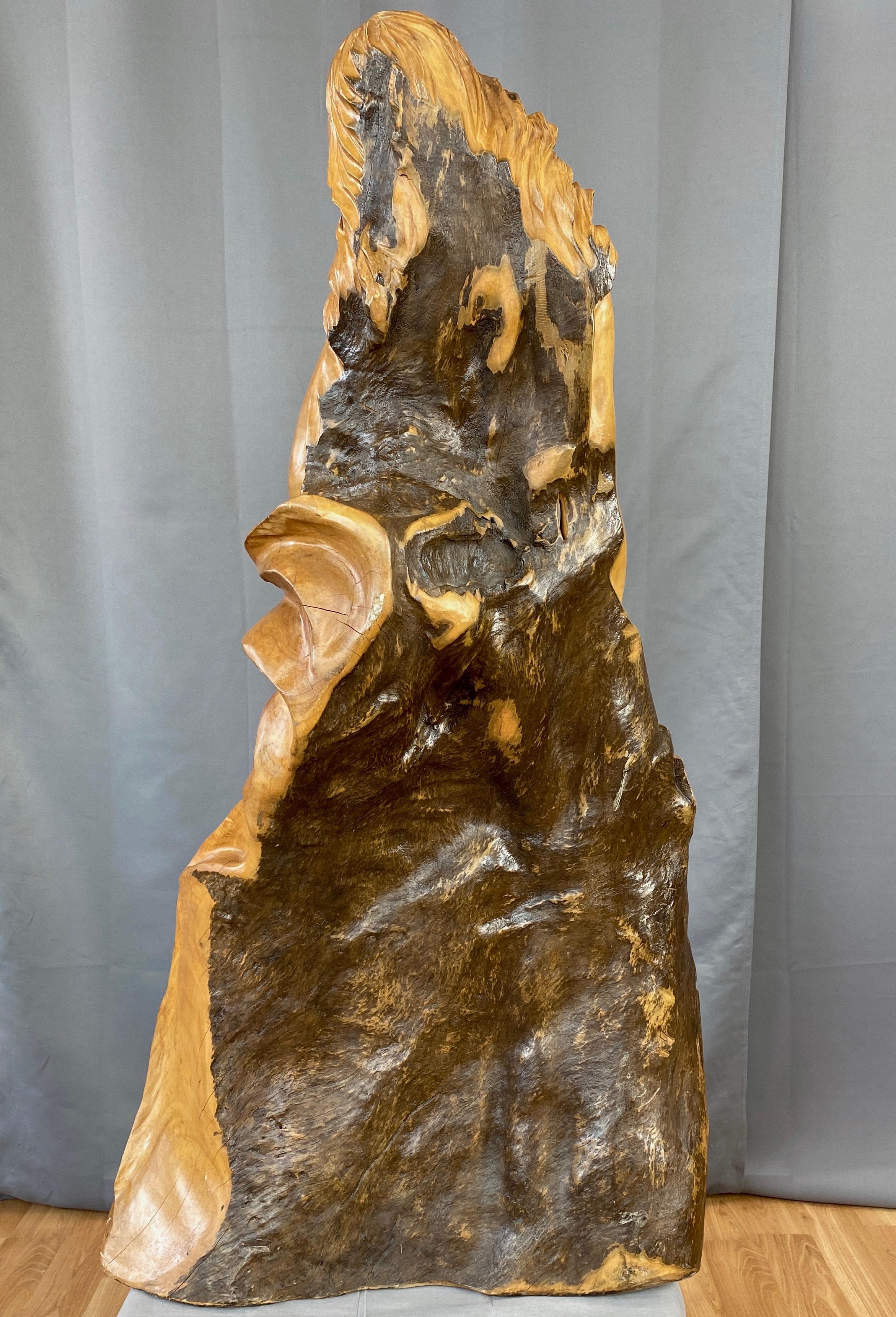 Large Hand-Carved Cypress Knee Figural Sculpture After Botticelli's Venus, 1970s In Good Condition For Sale In San Francisco, CA