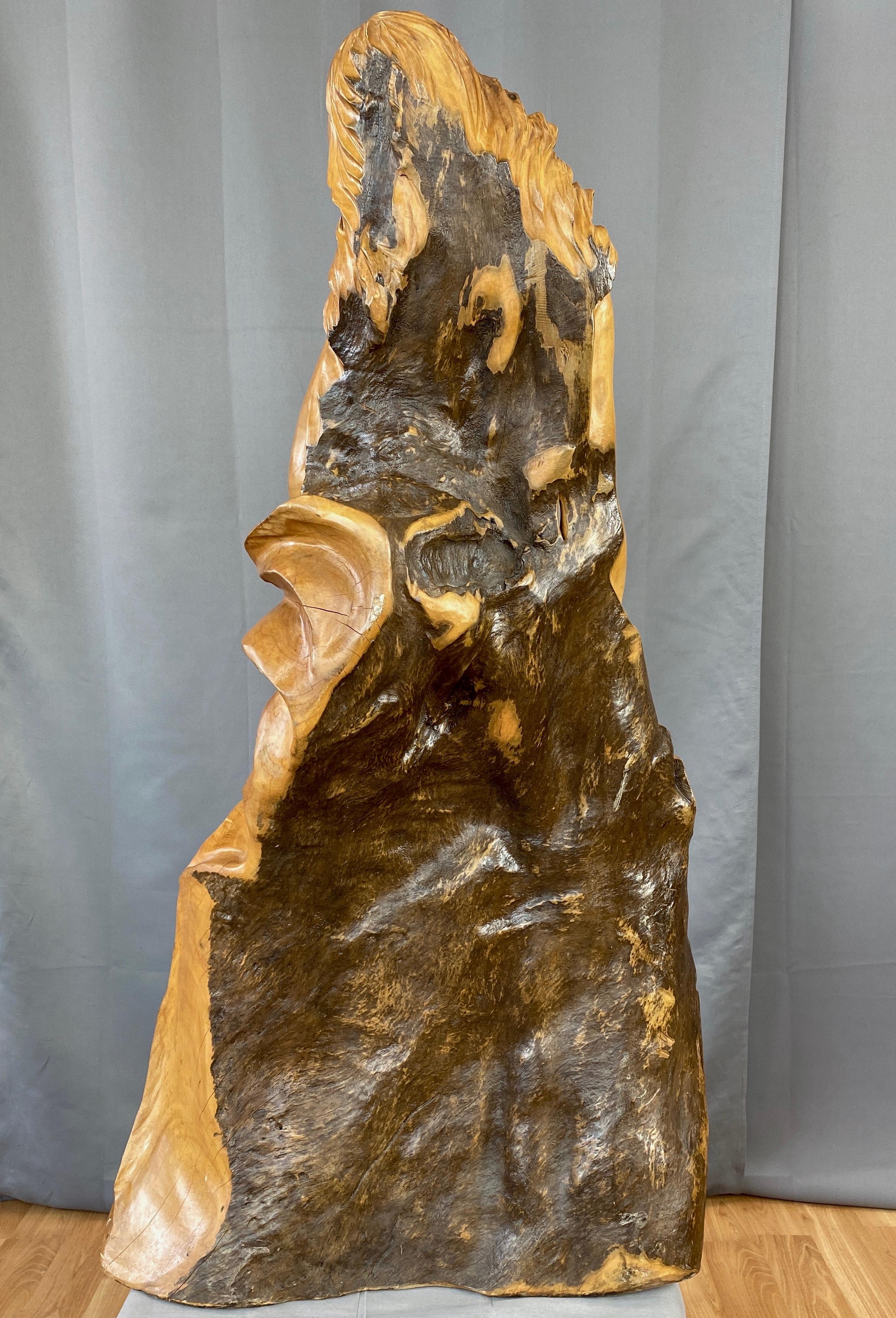 Large Hand-Carved Cypress Knee Figural Sculpture After Botticelli's Venus, 1970s In Good Condition For Sale In San Francisco, CA