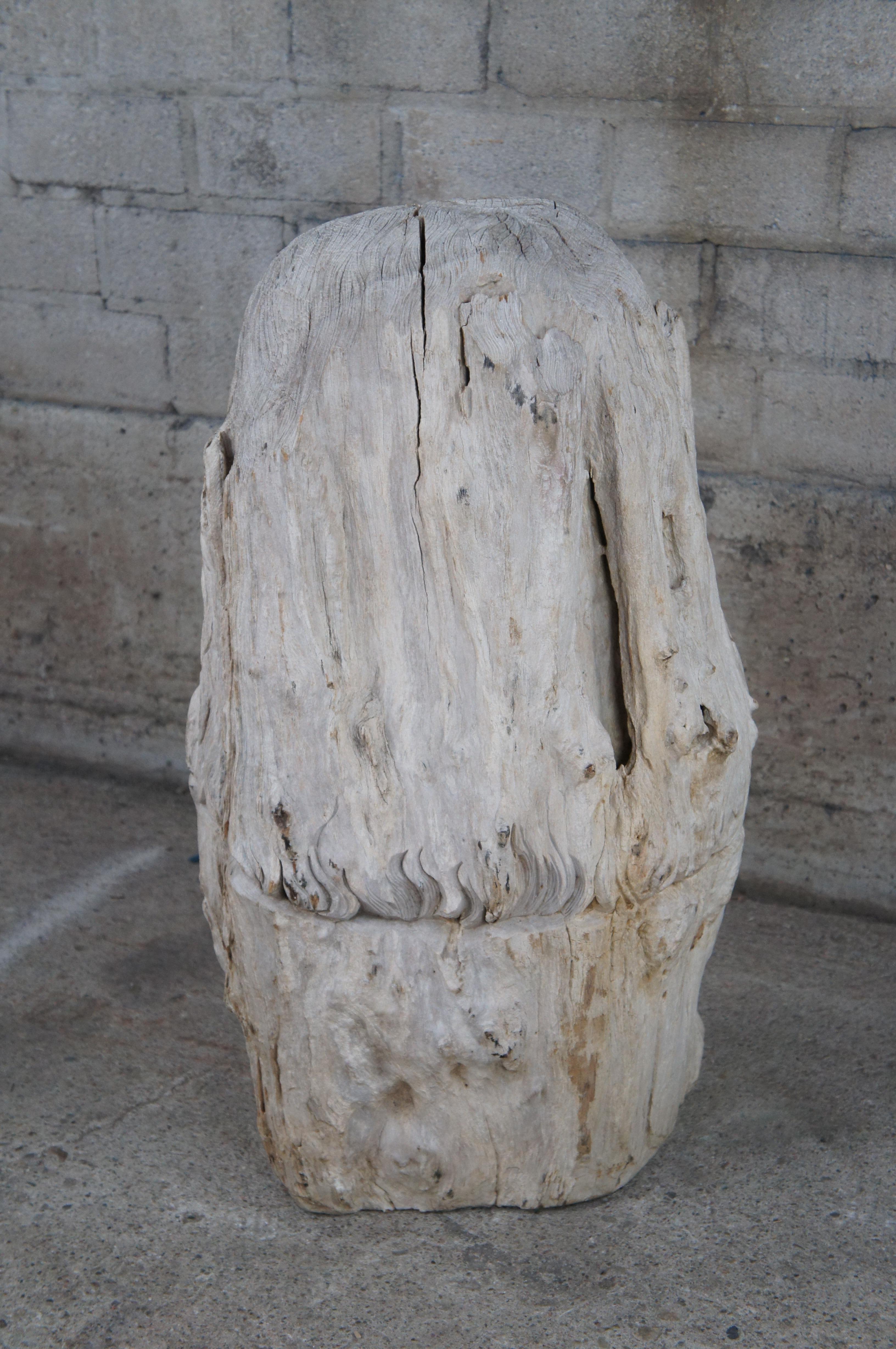 Large Hand Carved Driftwood Sculpture Zues Bust Statue Greek Roman Mythology 29