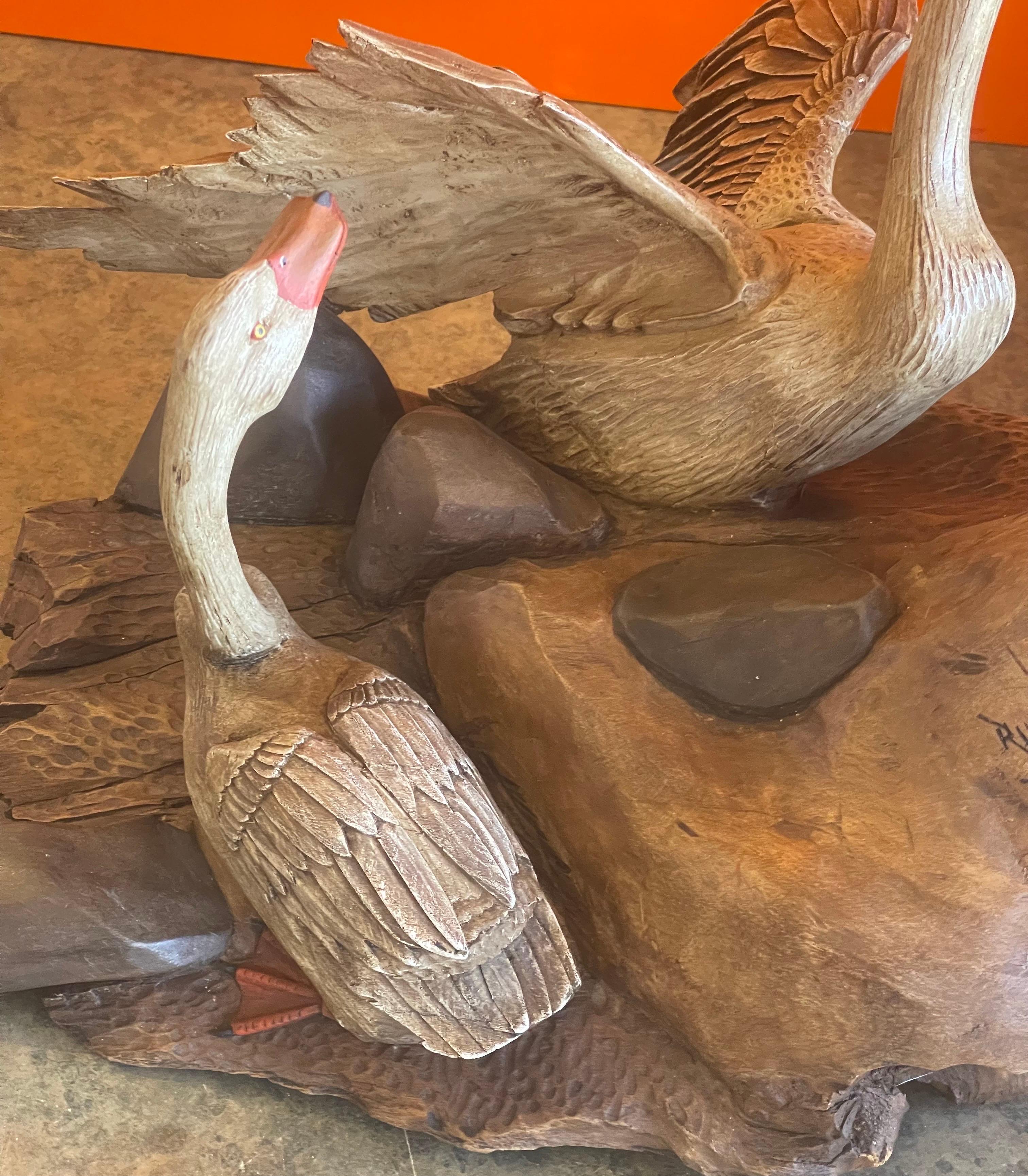 Large Hand Carved Duck Sculpture by Miguel Ruelas For Sale 5
