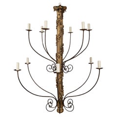 Massive Hand-Carved Giltwood Italian Twelve Arm Chandelier