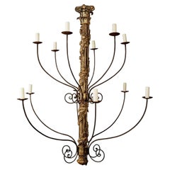 Massive Hand-Carved Giltwood Italian Twelve Arm Chandelier
