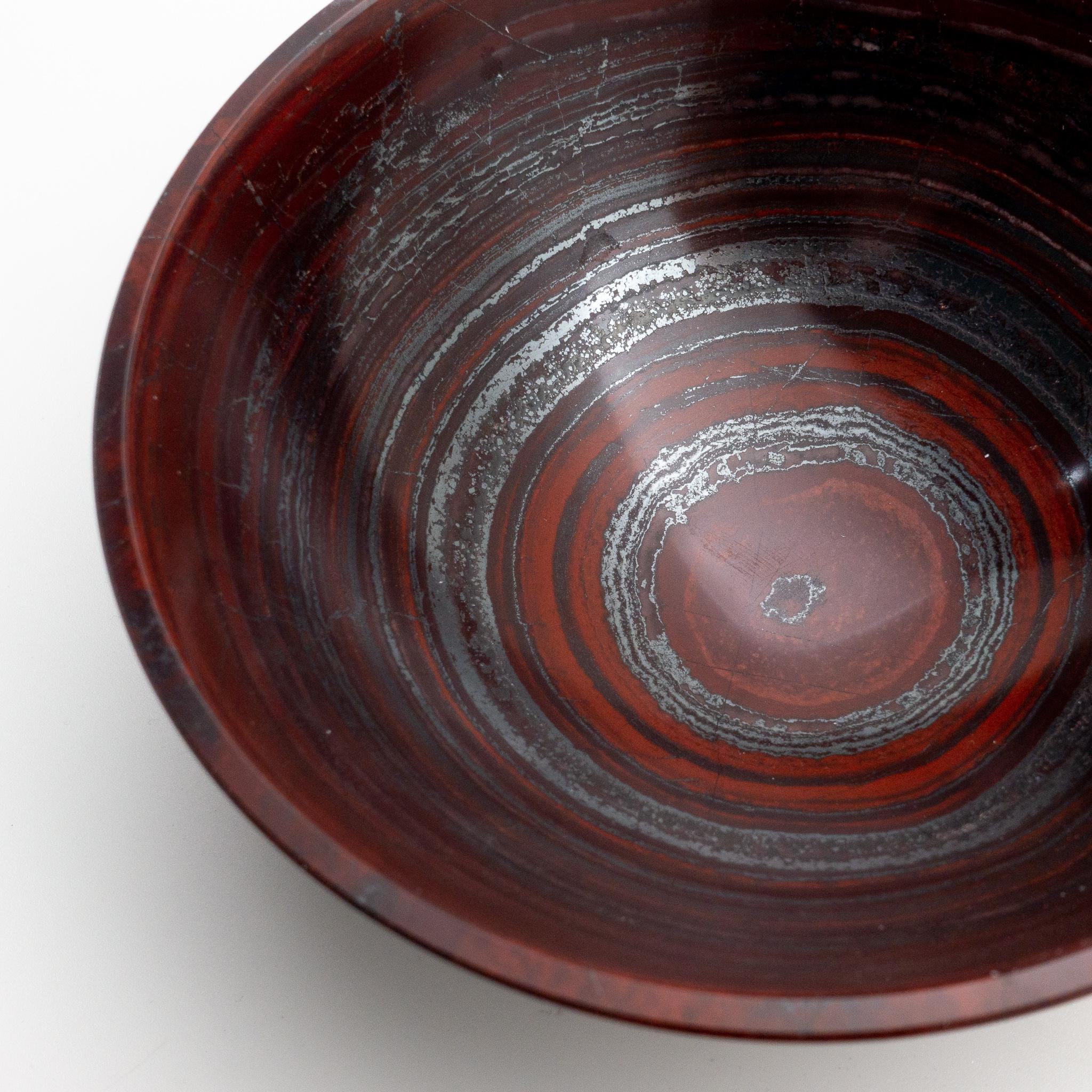 Large Hand Carved Haematite-Jasper Bowl In Excellent Condition In New York, NY