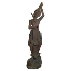 Large Hand Carved Hard Wood Carving of a Balinese Warrior