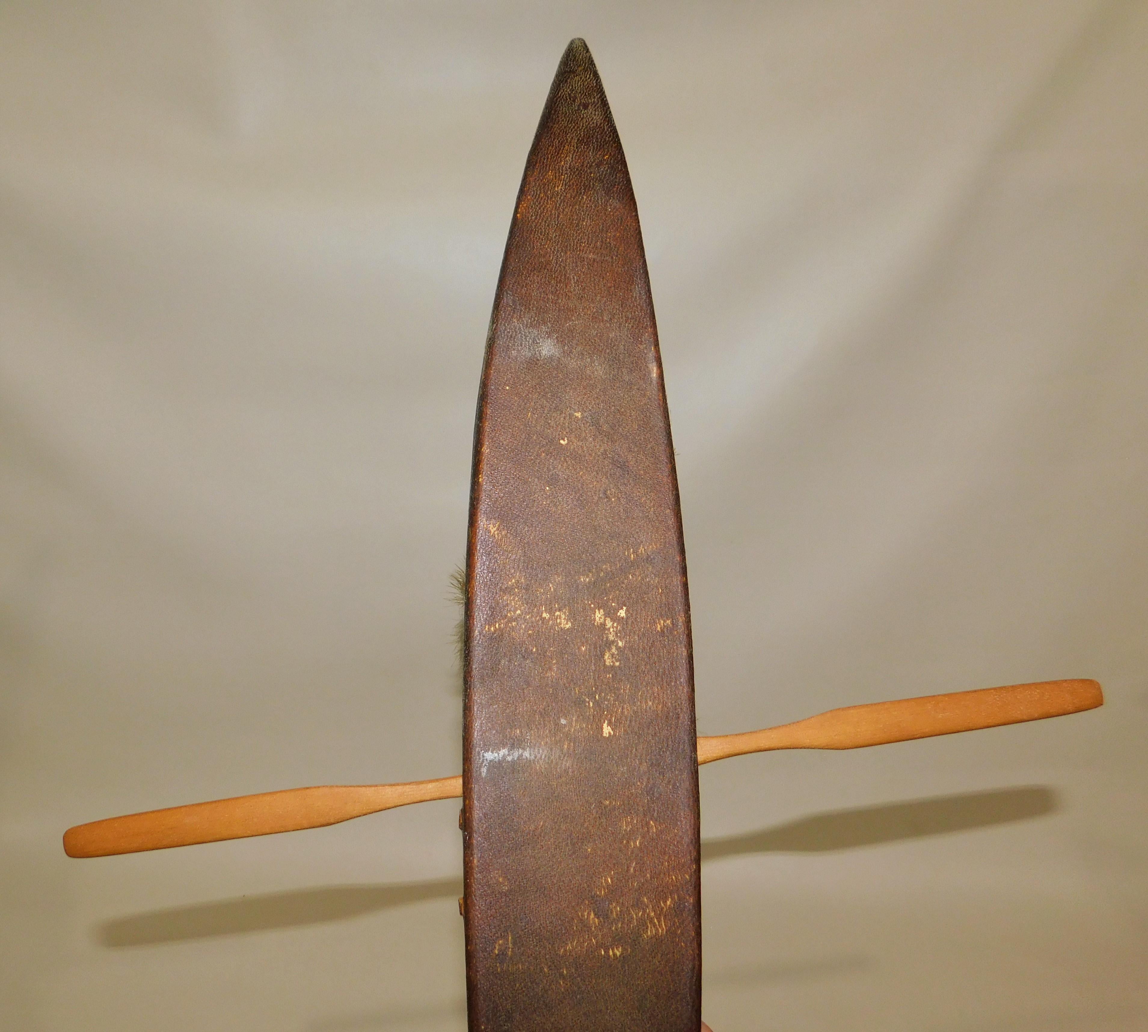 Large Hand Carved Inuit Hunter Native American Kayak 2