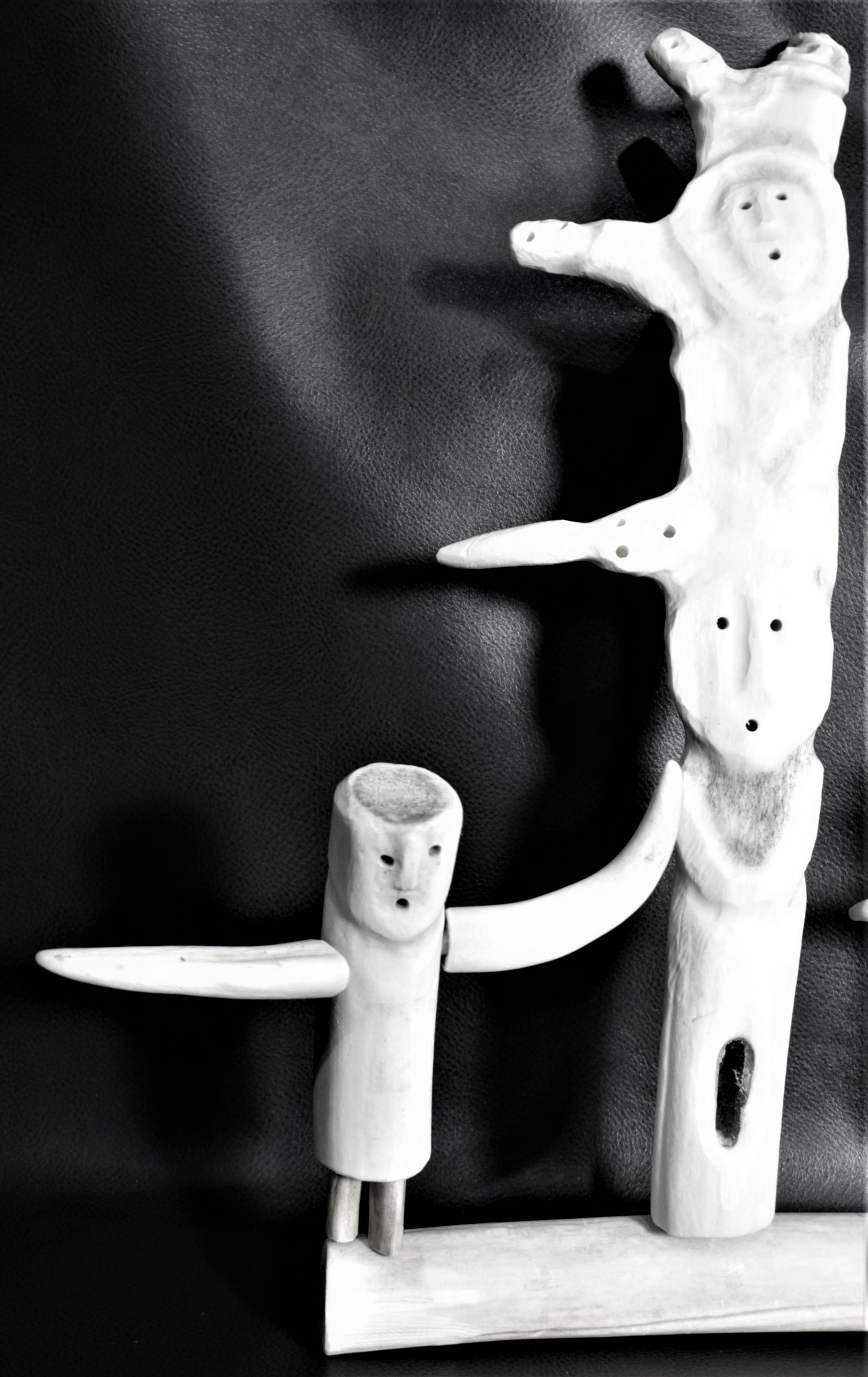 Antler Large Hand Carved Inuit Stylized Figurative Sculpture For Sale